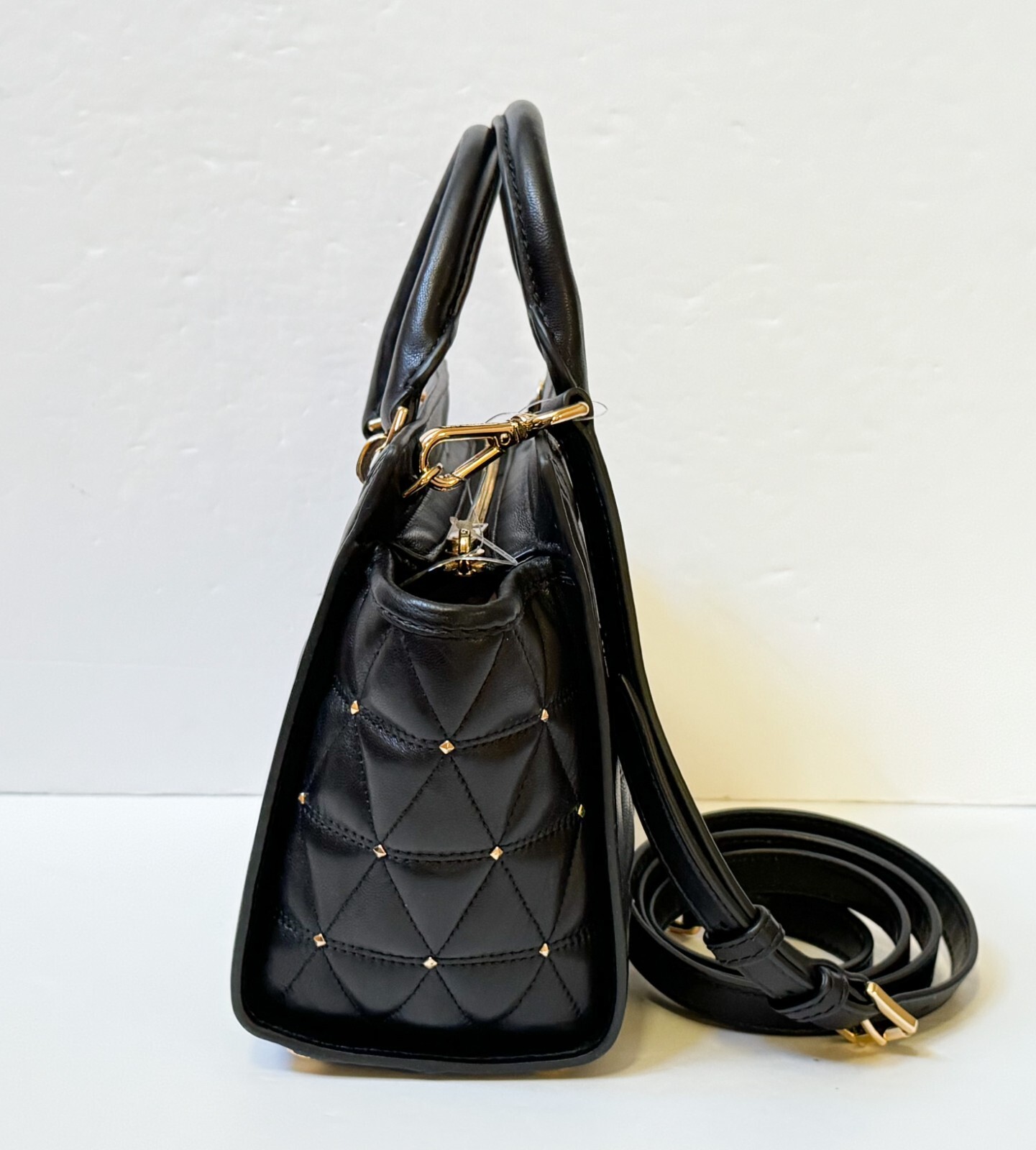 MICHAEL KORS VIVIANNE SMALL SATCHEL CROSSBODY BAG BLACK/GOLD STUDS