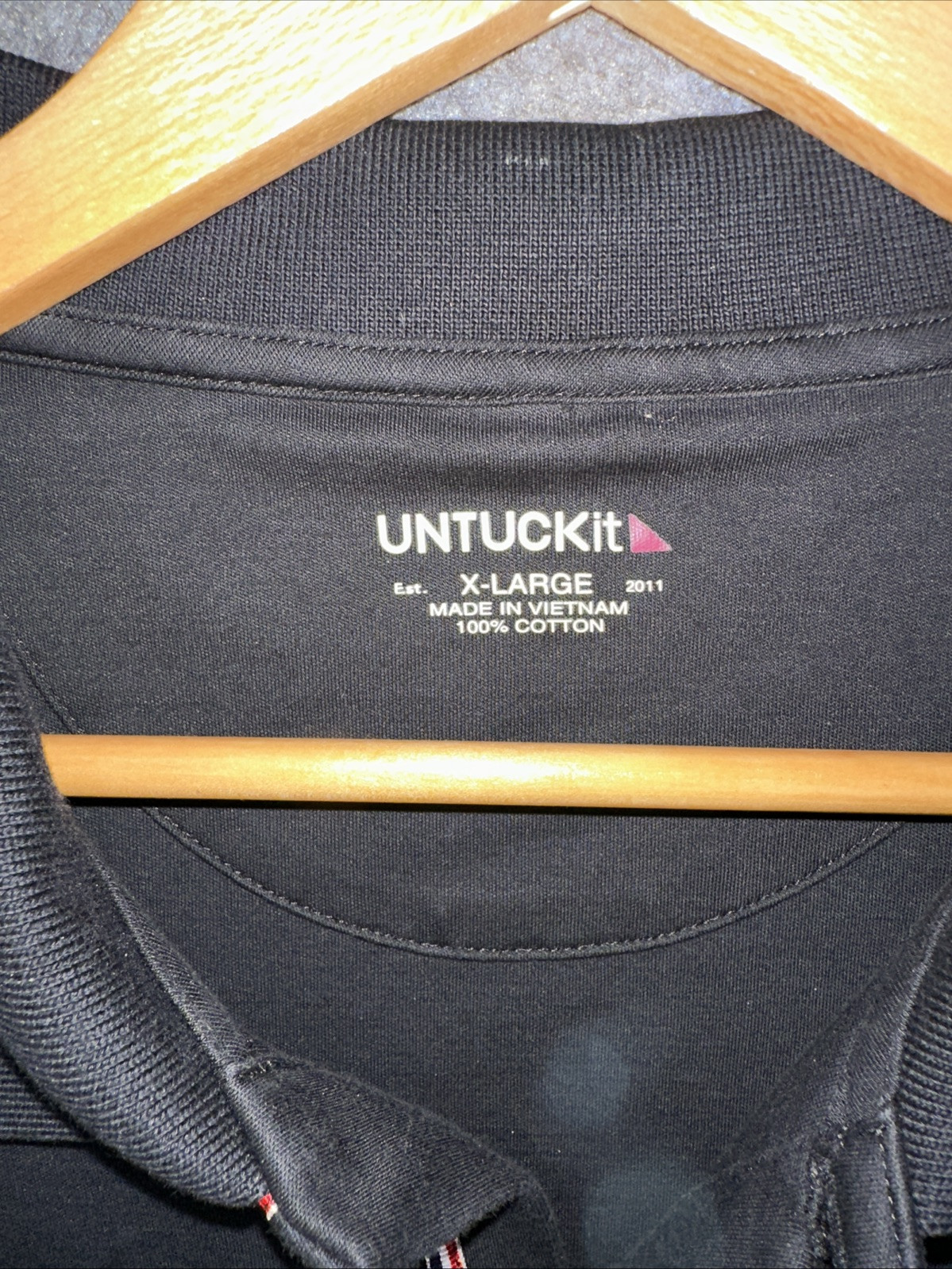 UNTUCKit Shirt Men’s X-Large Black Damaschino Polo Straight Hem 100% Cotton