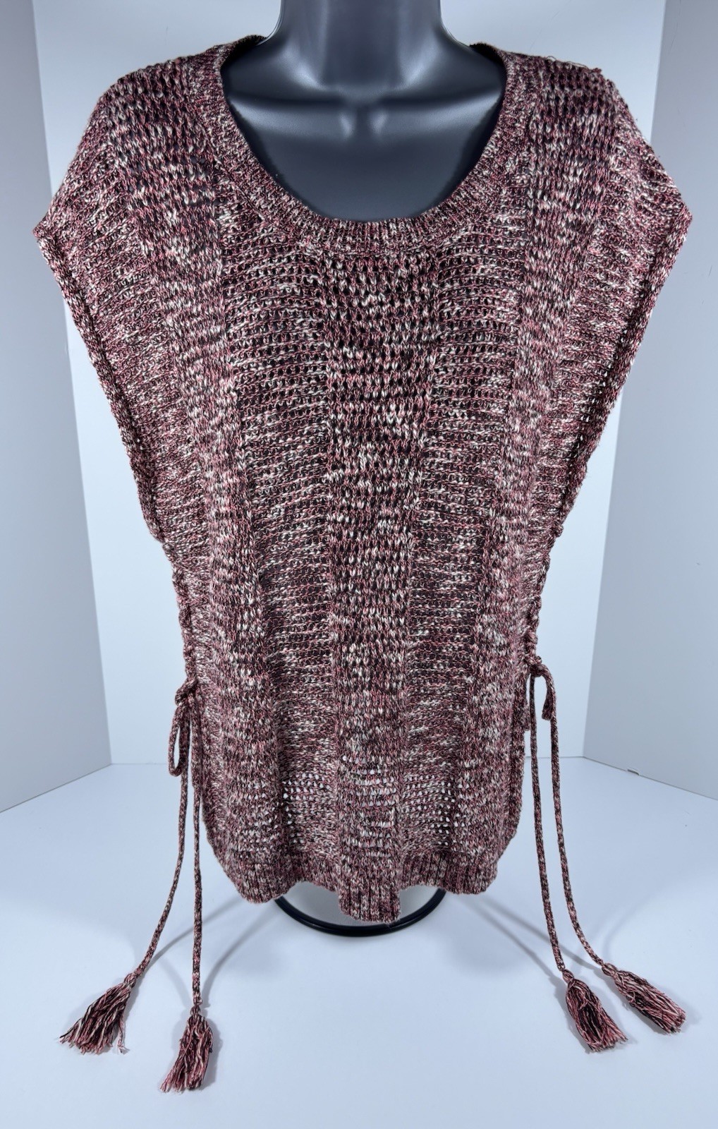 North River Outfitters Marled Knit Sweater Vest Tunic Tie Sides Women’s M