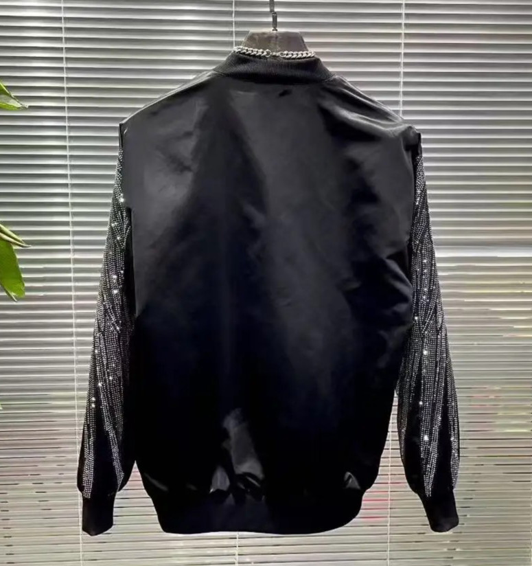 New Men Luxury Diamond Wings Rhinestones Fashion Black Jacket Coat High Quality