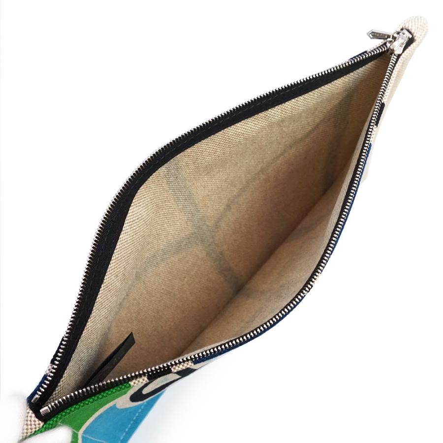 Hermes Yachting 3 Surf GM Flat Pouch Bag Beige Multicolor Cotton With Box 99