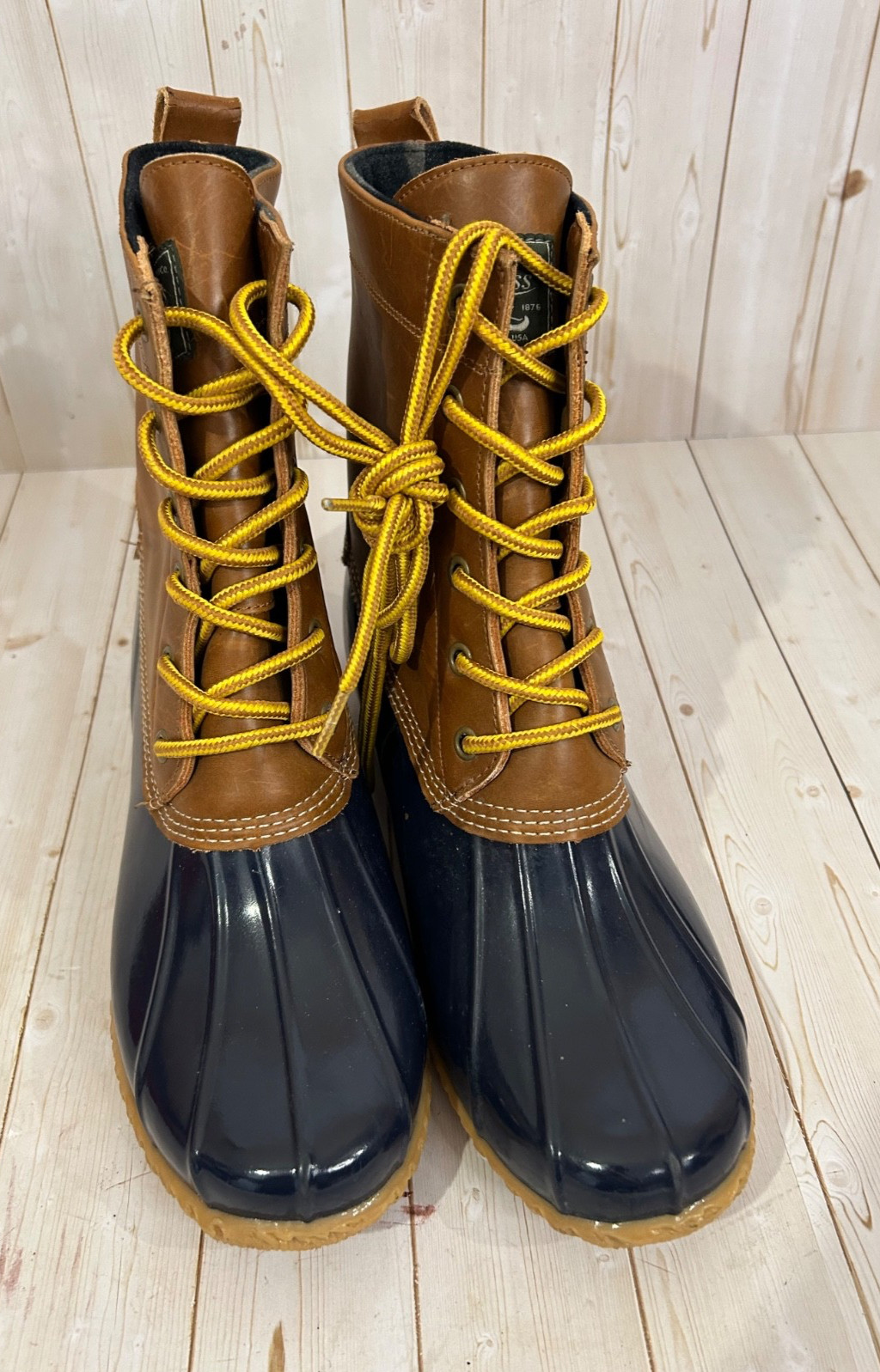 GH Bass Women Bernice Duck Boot Leather Waterproof Snow Rain Sz 10M Blue Brown