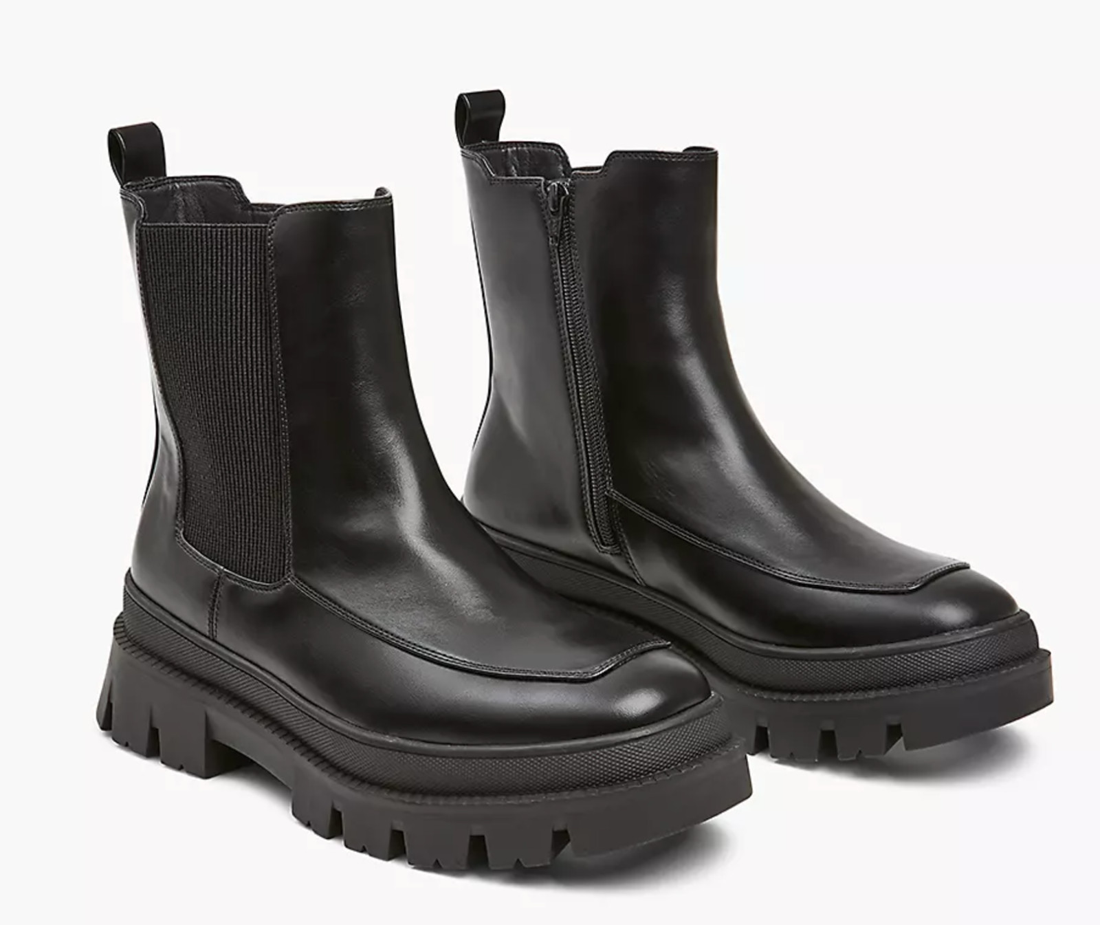NEW LANE BRYANT BLACK ELASTIC GORE SUPER LUG PULL ON PLATFORM BOOTIE BOOTS 8.5W