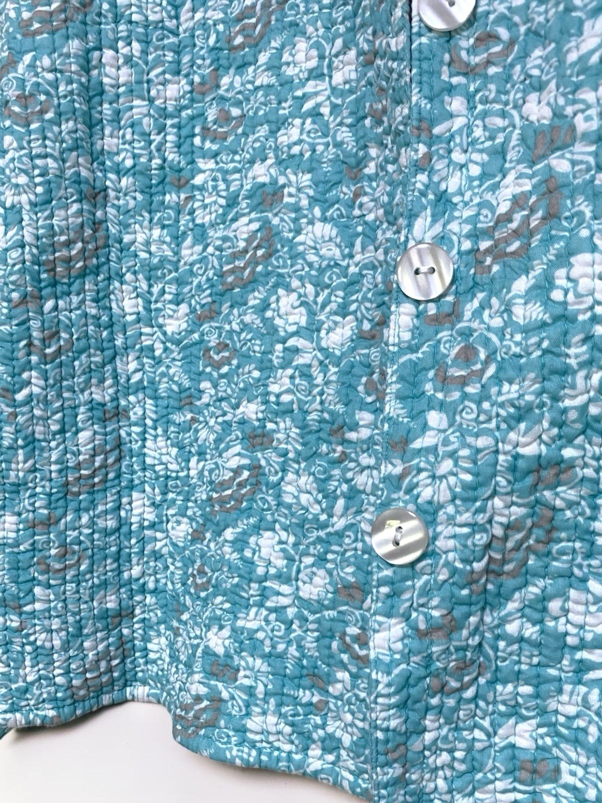 Orvis Jacket Womens Reversible Quilted Boho Button Front Vtg Floral Cotton Sz L