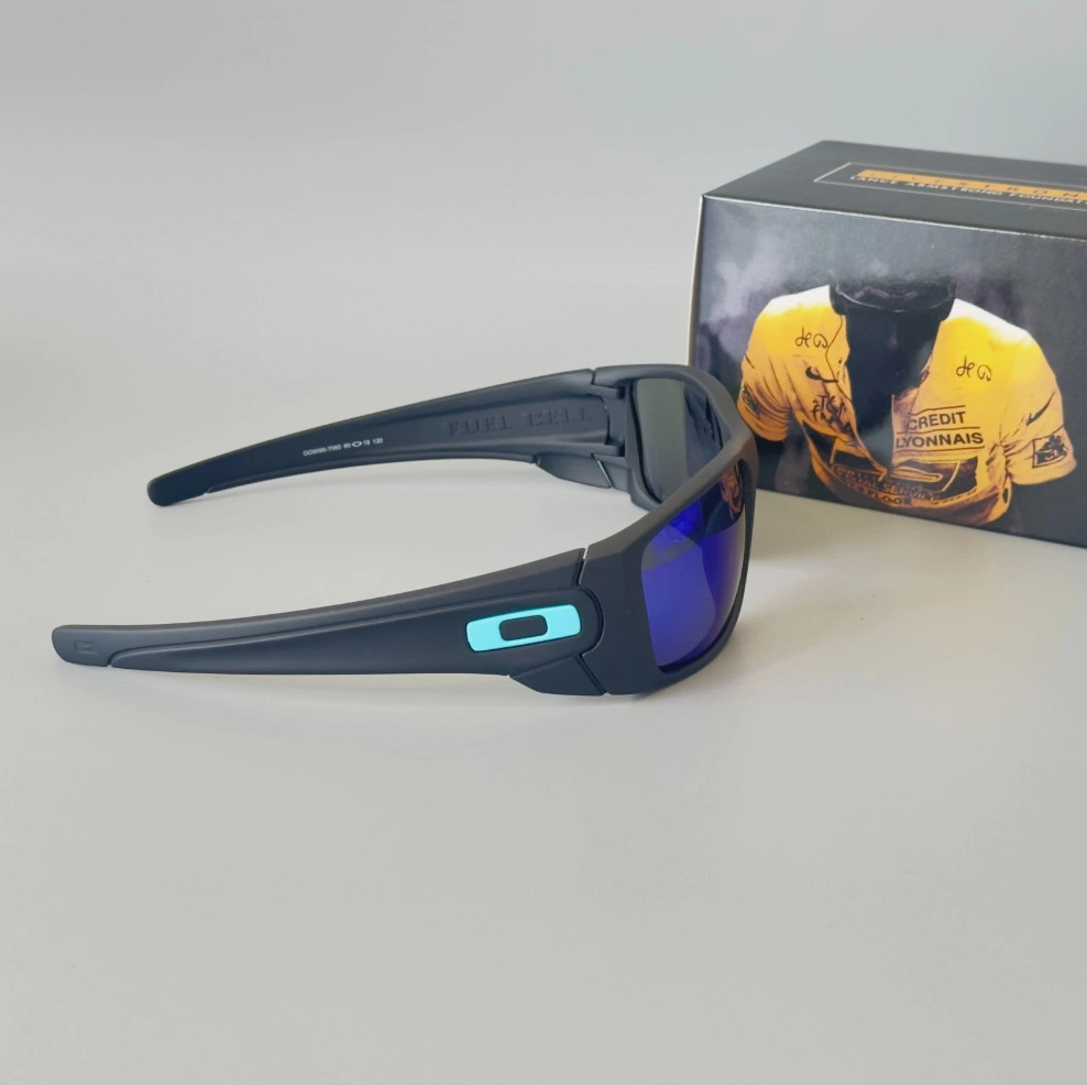Oakley Fuel Cell OO9096 Polarized Sunglasses Matte Black Frame Deep Blue Lens