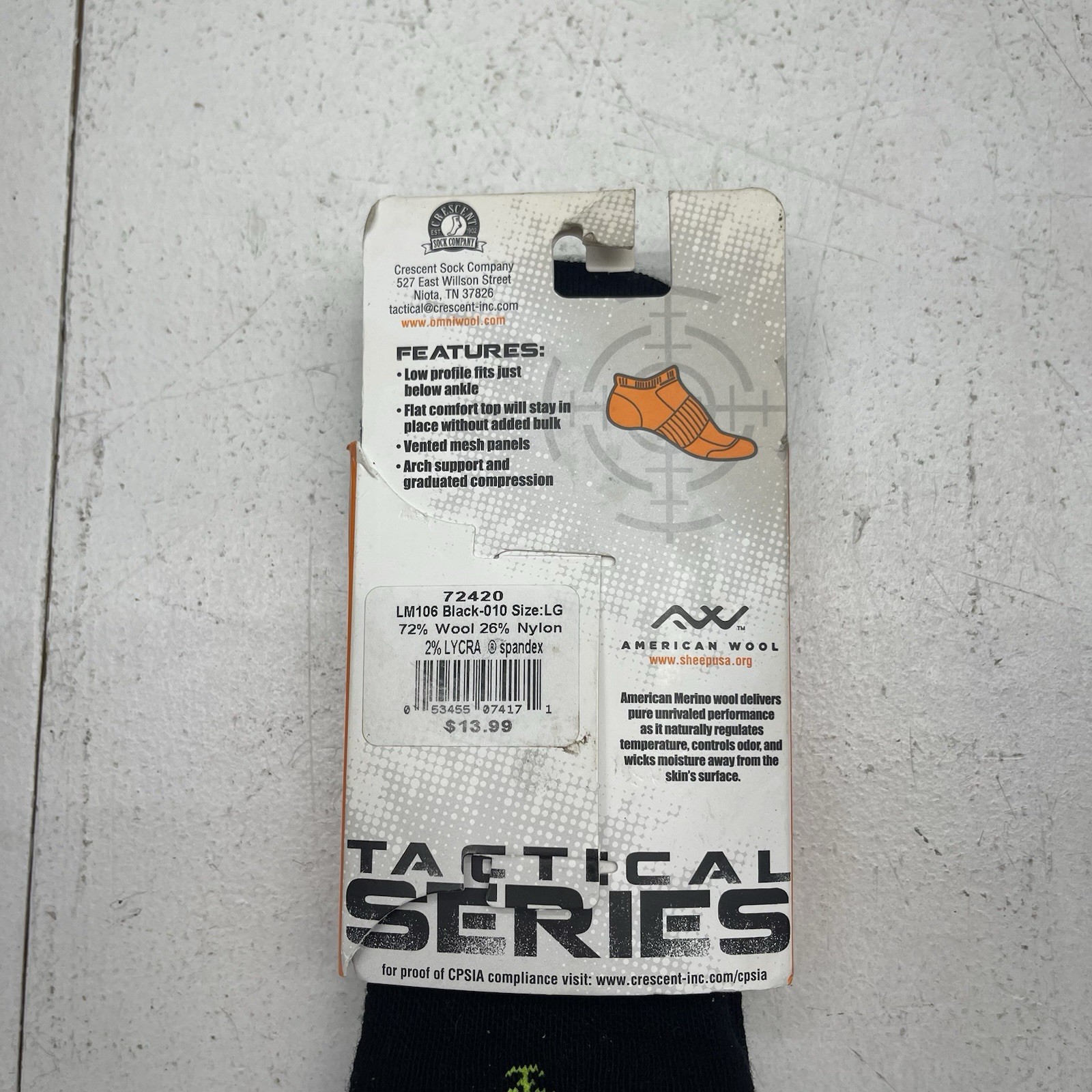 Omni Wool Tactical Endurance Black Low Ankle Socks Unisex Adults Large M9-12 W10