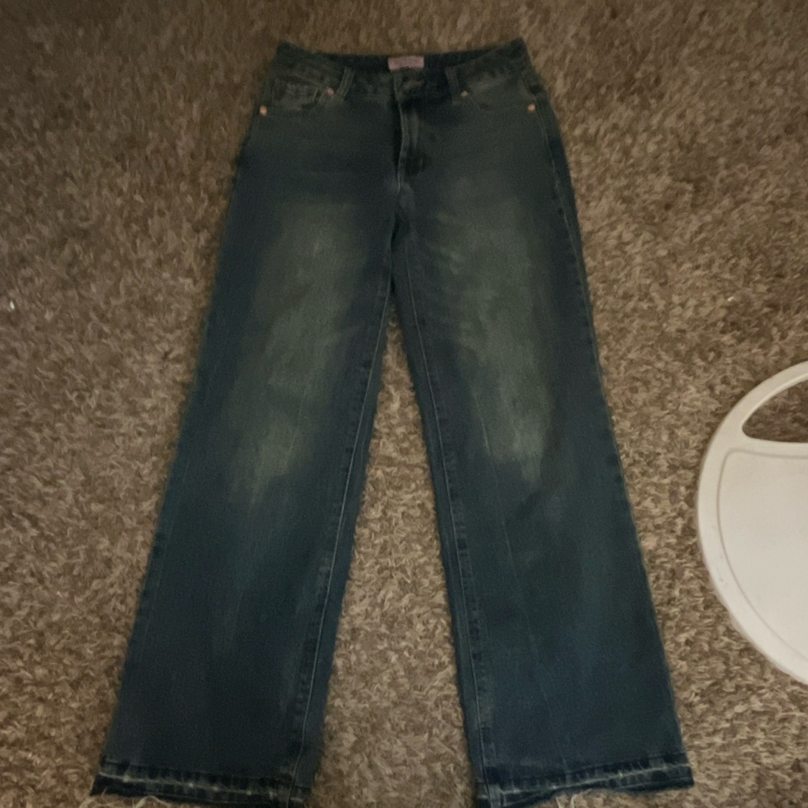 Juicy Couture Womens Blue Medium Wash Straight Jeans Mid Rise Stretch Size 4