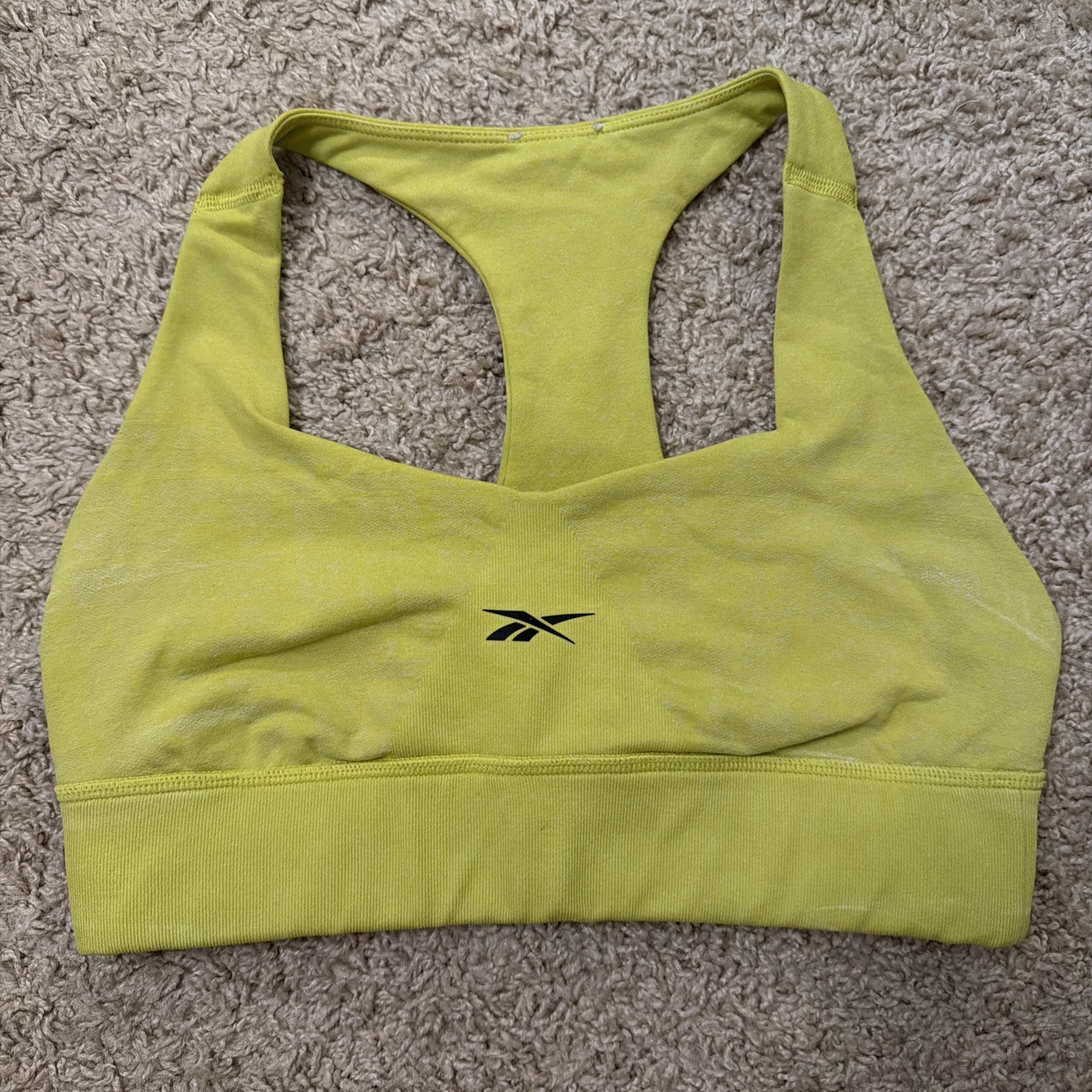 Reebok Size Medium Sports Bra Yellow/Green Athletic Workout Bra