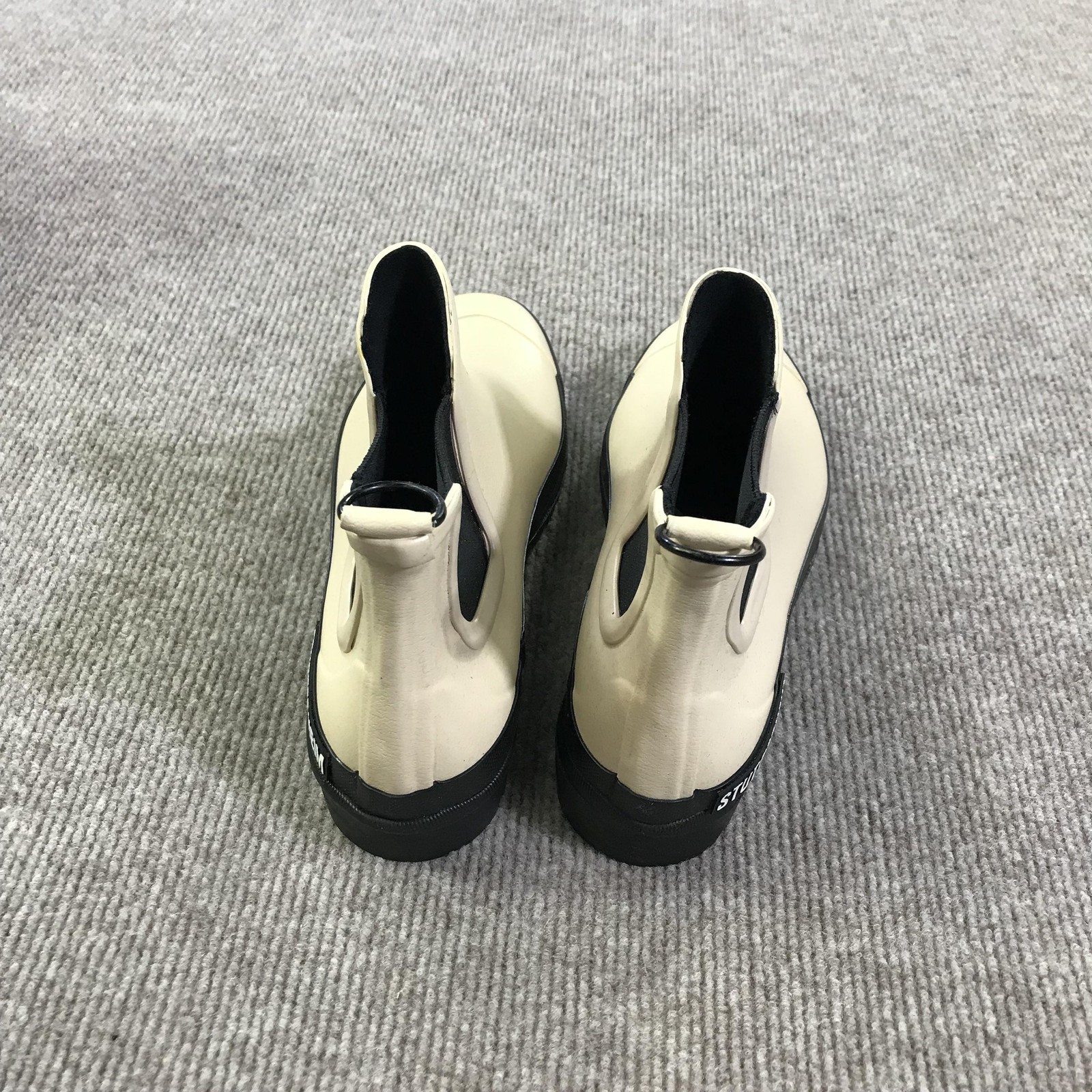 Stutterheim Chelsea Rainwalker Boots Mens Size 8 Beige Rubber Waterproof Pull On