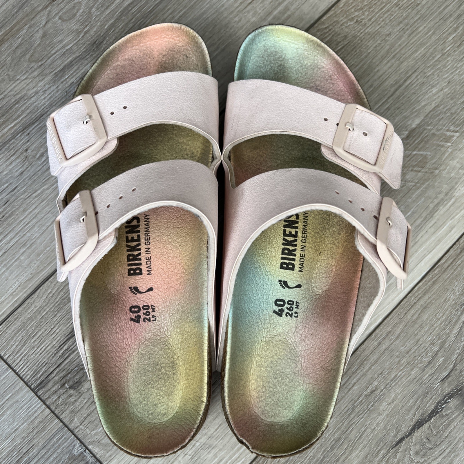 Birkenstock Arizona Vegan Sandal Slides Birko Flor Nubuck Light Rose Pink 9 N 40