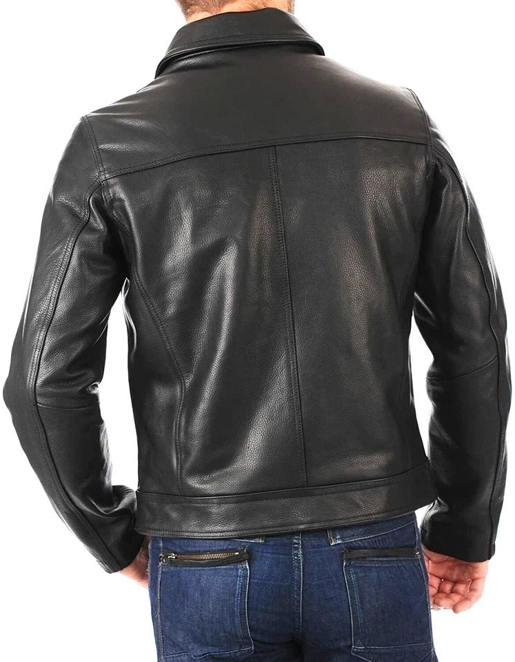 Men’s Cafe Racer Genuine Lambskin Leather Jacket Motorcycle Biker Vintage Brown
