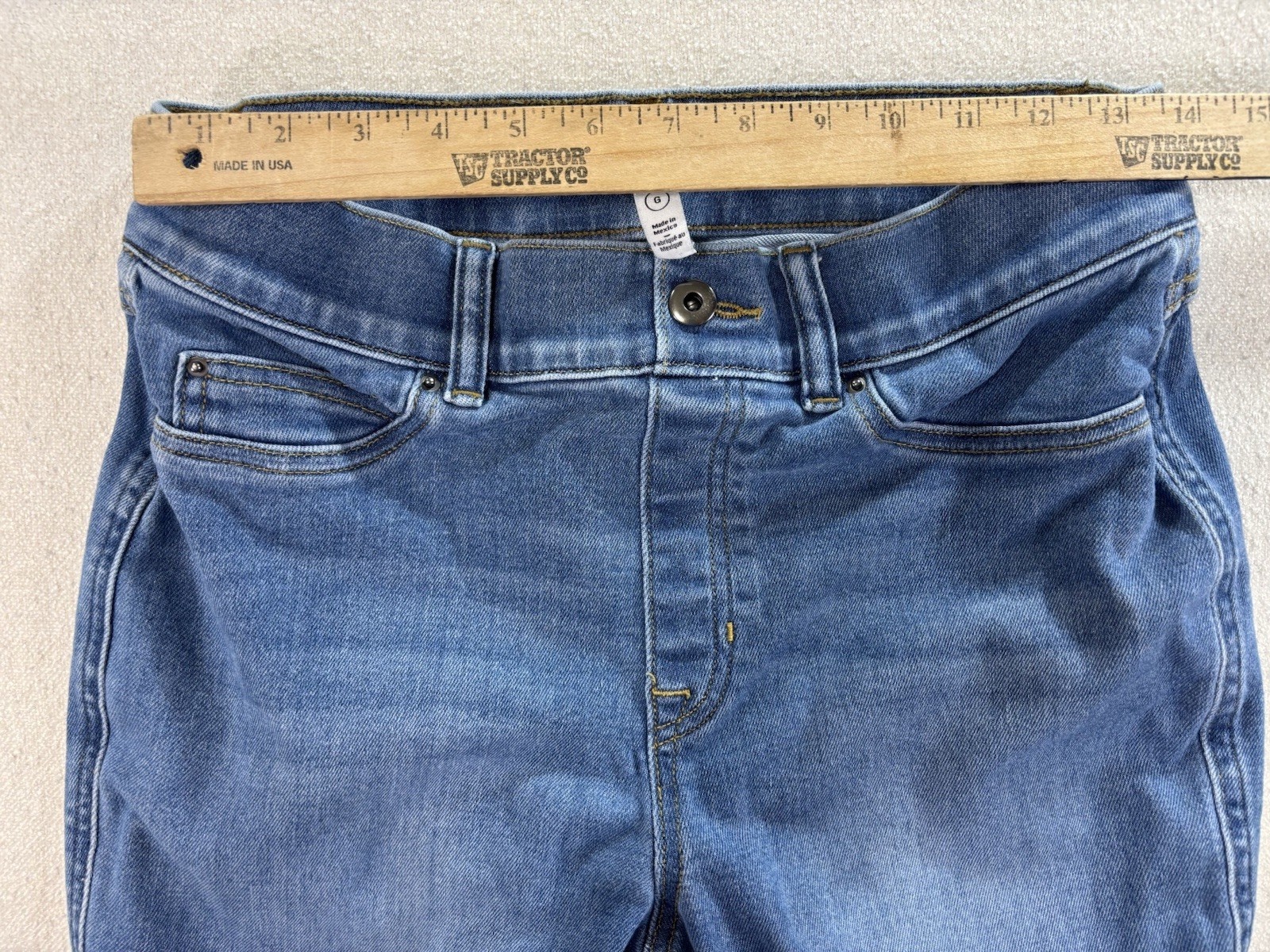 SPANX Flare Jeans Women’s Large Blue High Rise Stretch Denim Raw Hem 28×27
