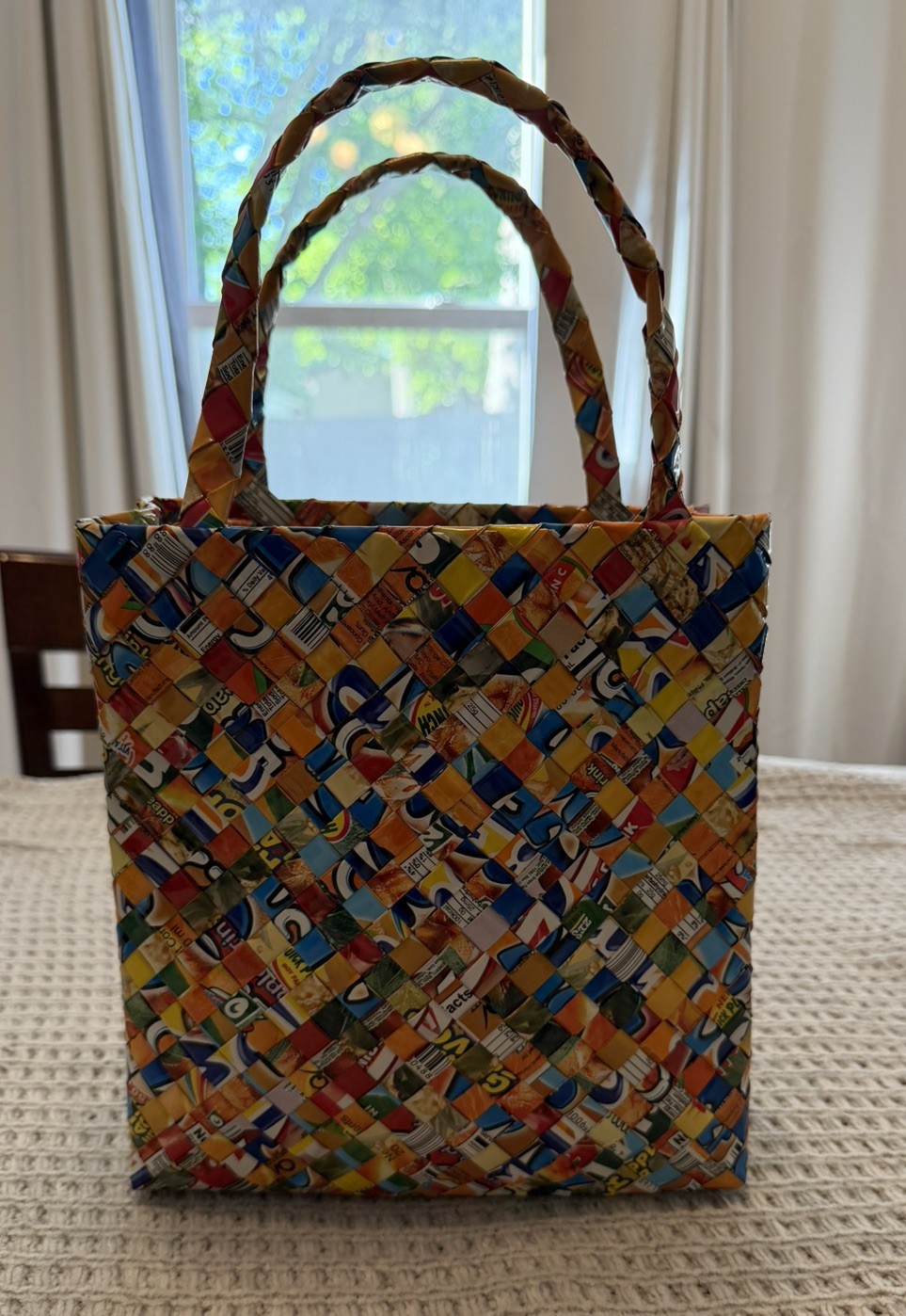 Candy Wrapper Purse Tote Handbag Colorful Multi Color Made of Recycled Wrappers