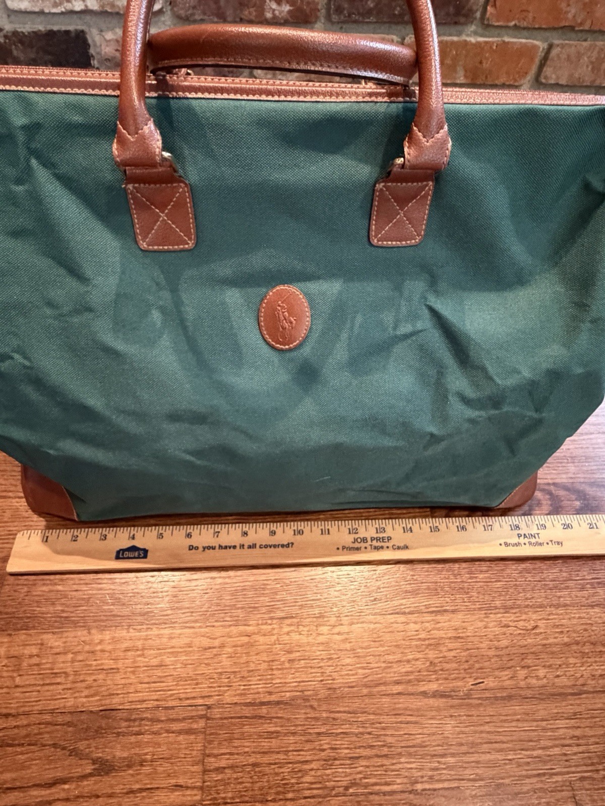 Vintage Ralph Lauren Weekender Duffle Bag 80’s-90’s Green Canvas Travel Tote