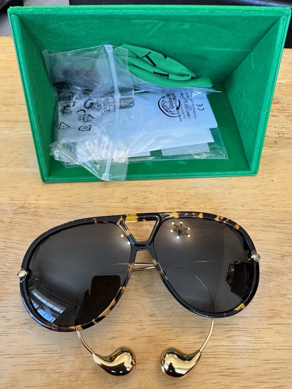 BOTTEGA VENETA BV1273S drop aviator sunglasses unisex Lens brown tortoiseshell