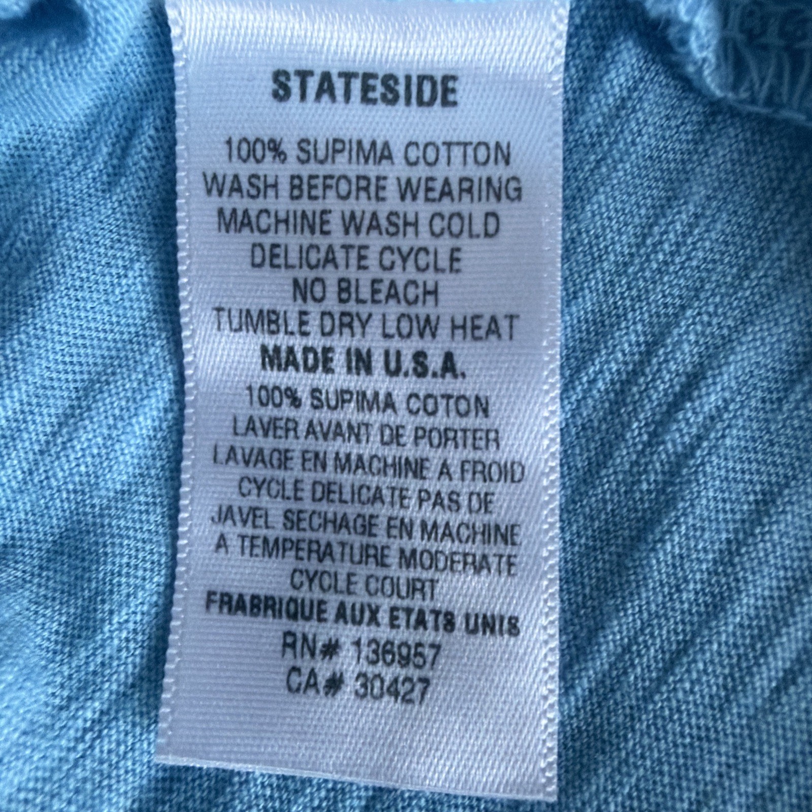 NWT Stateside 100% Supima Cotton Collared Twist Front Top Button Front Blue L