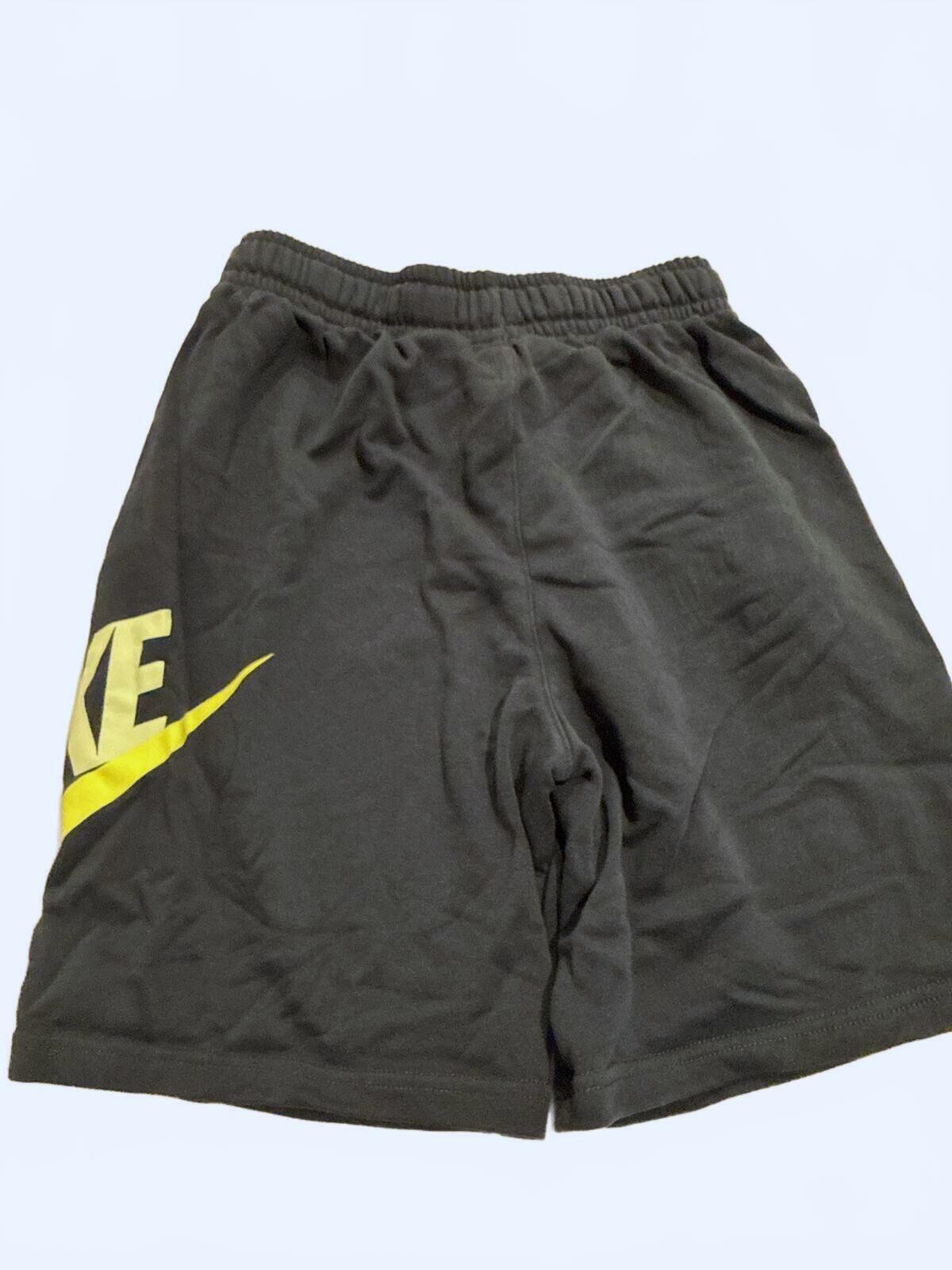 Nike Boys Large+ Husky Fleece Shorts Navy Yellow Logo