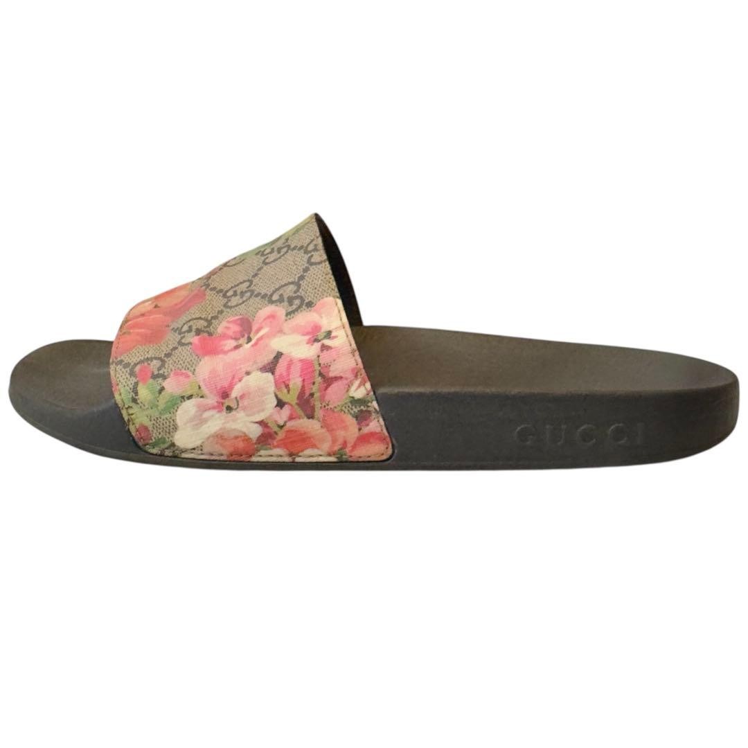 GUCCI GG Blooms Supreme Slide Sandals Black Pink Floral Women’s EU 39 US 9 Used