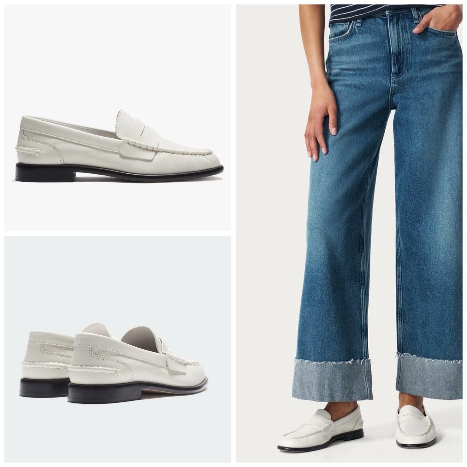 NIB Rag & Bone $298 Carter Loafer Shoes In Antique White Size: 37 (US 7)