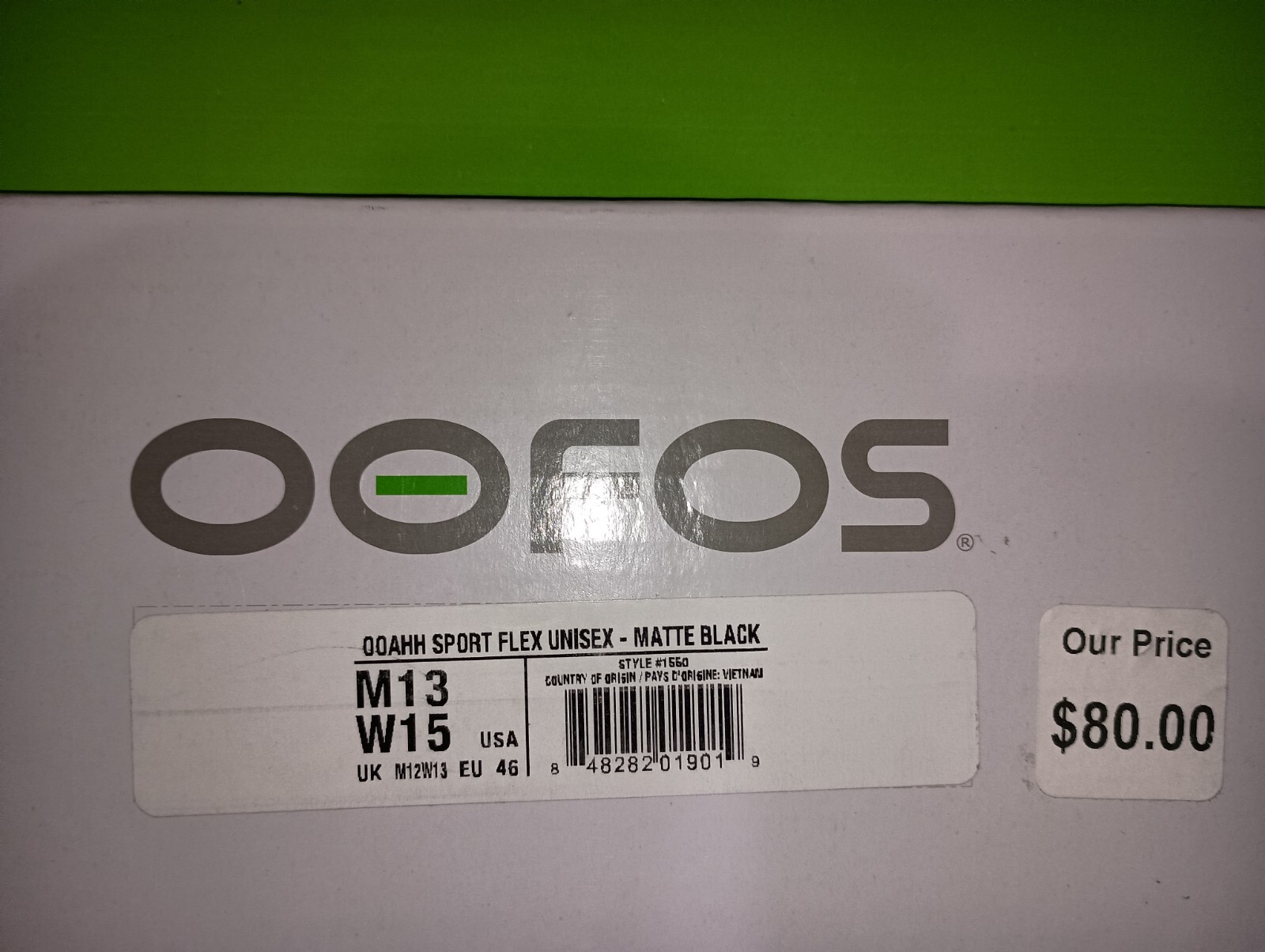 OOFOS Ooahh Sport Flex Unisex Slides Style#1550 Matte Black Men’s Size 13