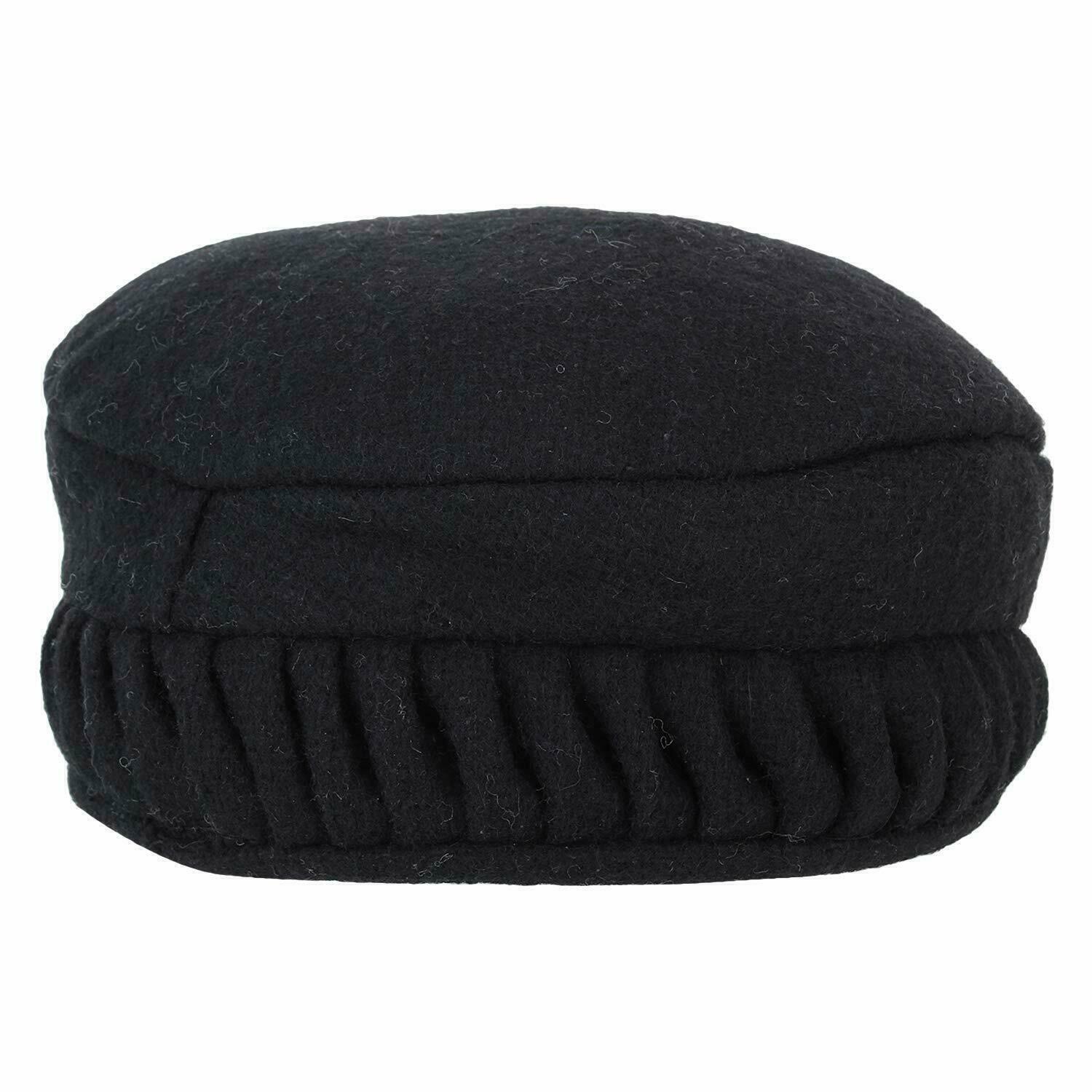 Afghani Wool Skull Cap Black Hat Kufi Topi Pakol Winter Cap Adjustable size