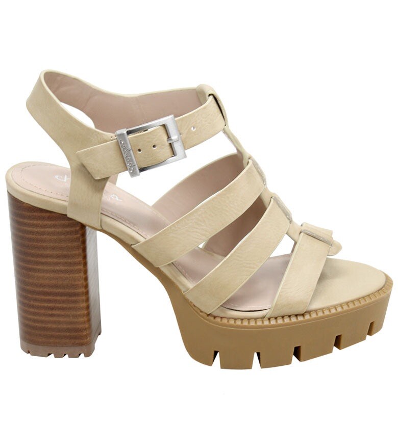 Charles By Charles David Verbal Beige Block Heel Sandals. Size 9.5 NIB!