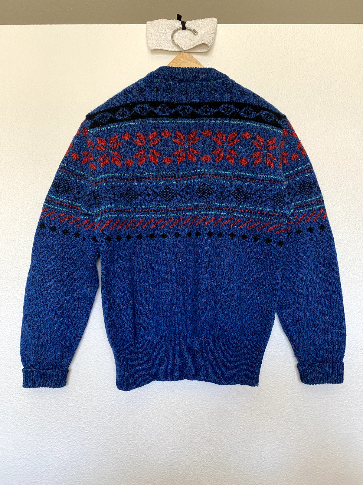 Vintage Woolrich Knit Sweater Mens Wool Crewneck Chunky Blue Fisherman Fall Sm