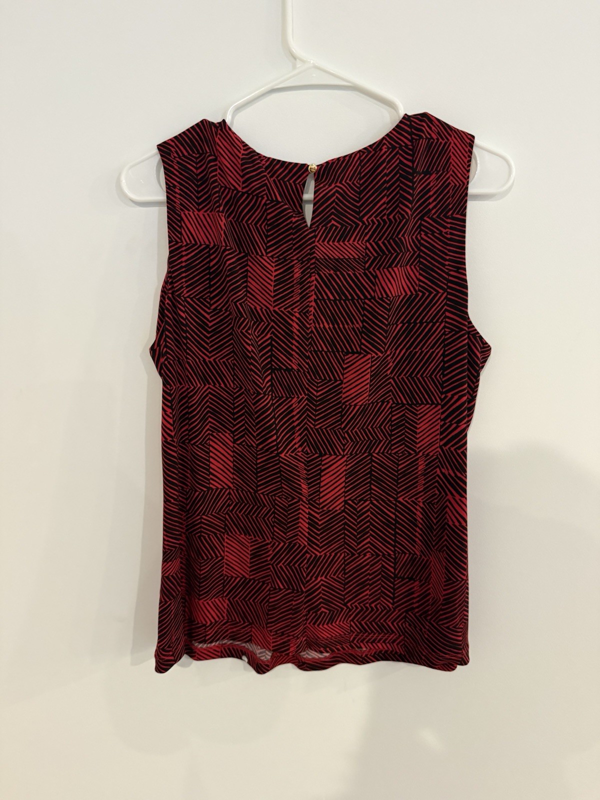 NWT Calvin Klein Petites Size PXL Red Black Stripe Stretch Spandex Mix Tank Top