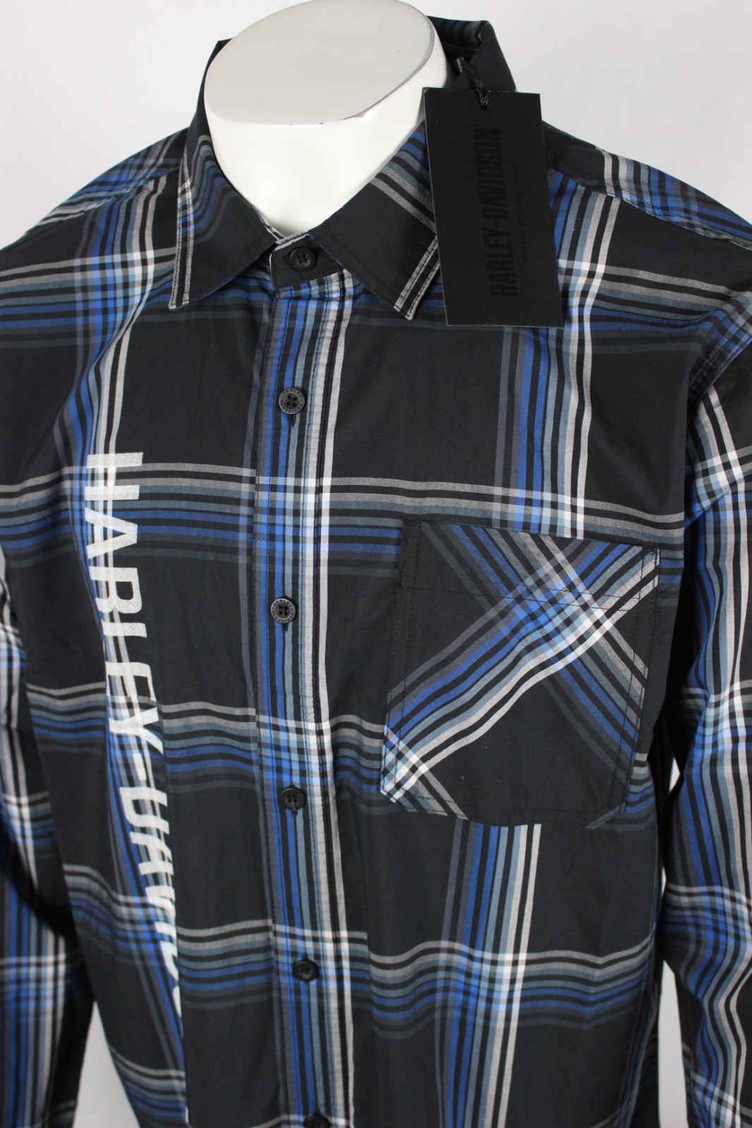 Harley Davidson Men’s The Bagger Long Sleeve Button Shirt Black Plaid
