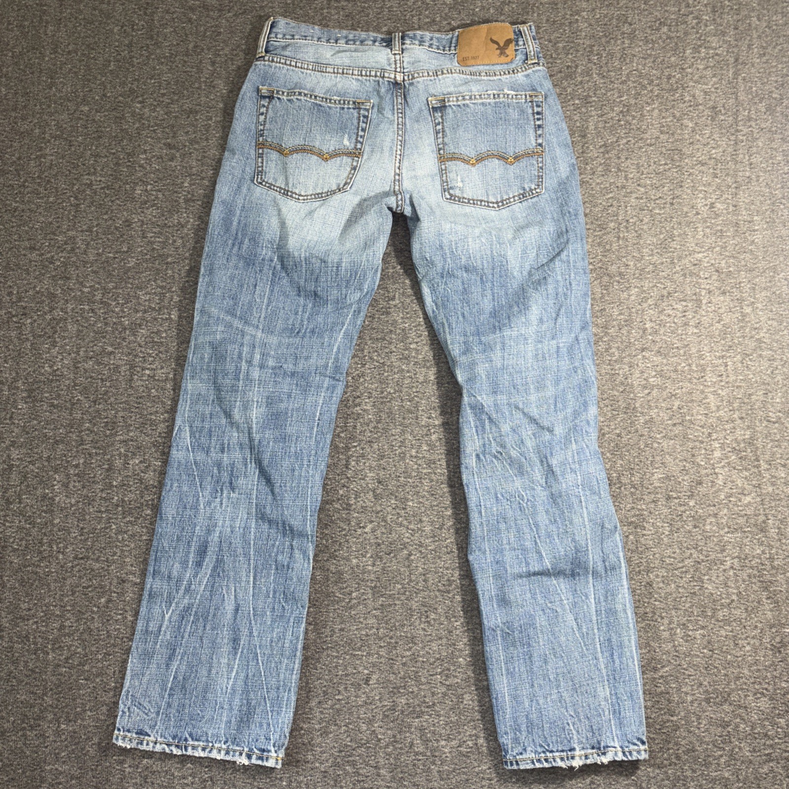 American Eagle Jeans Men 29×30 Original Straight Distressed Light Wash Denim