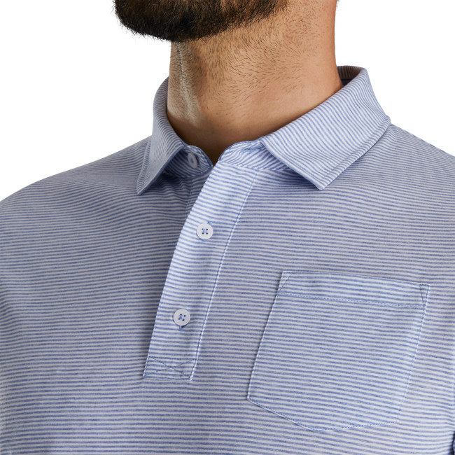 NEW FOOTJOY S/S drirelease FEEDER STRIPE Polo Golf Shirt, WHITE/BLUE, PICK SIZE