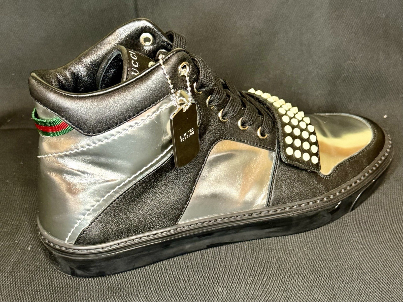 Gucci Limited Edition Metallic High Top Sneakers Men’s US 8.5 w/ Box & Dust Bag