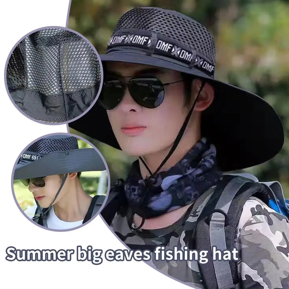 Summer 15CM Large Brim Sun Hat Men Women Breathable Fishing Caps Sun UV