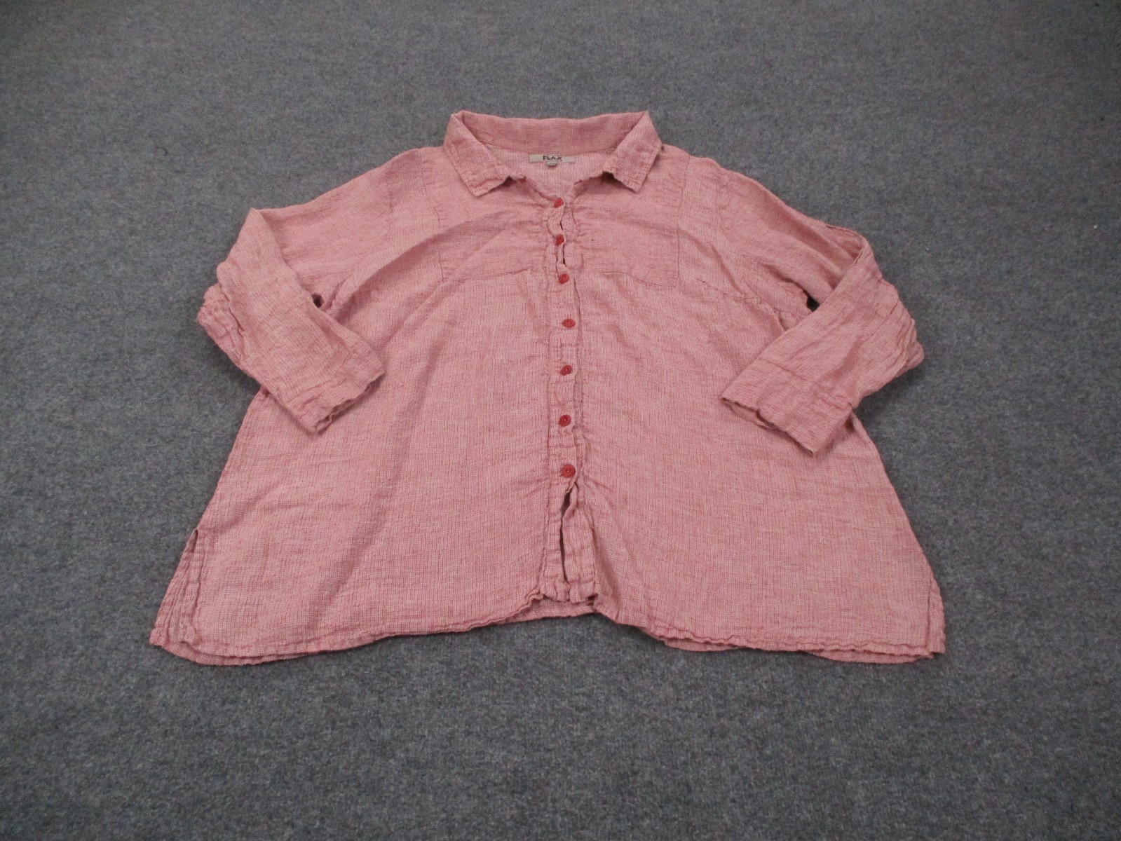 Flax Shirt Womens 3X 3G Red Linen Tunic Loose Lightweight Breathable Flowy Beach