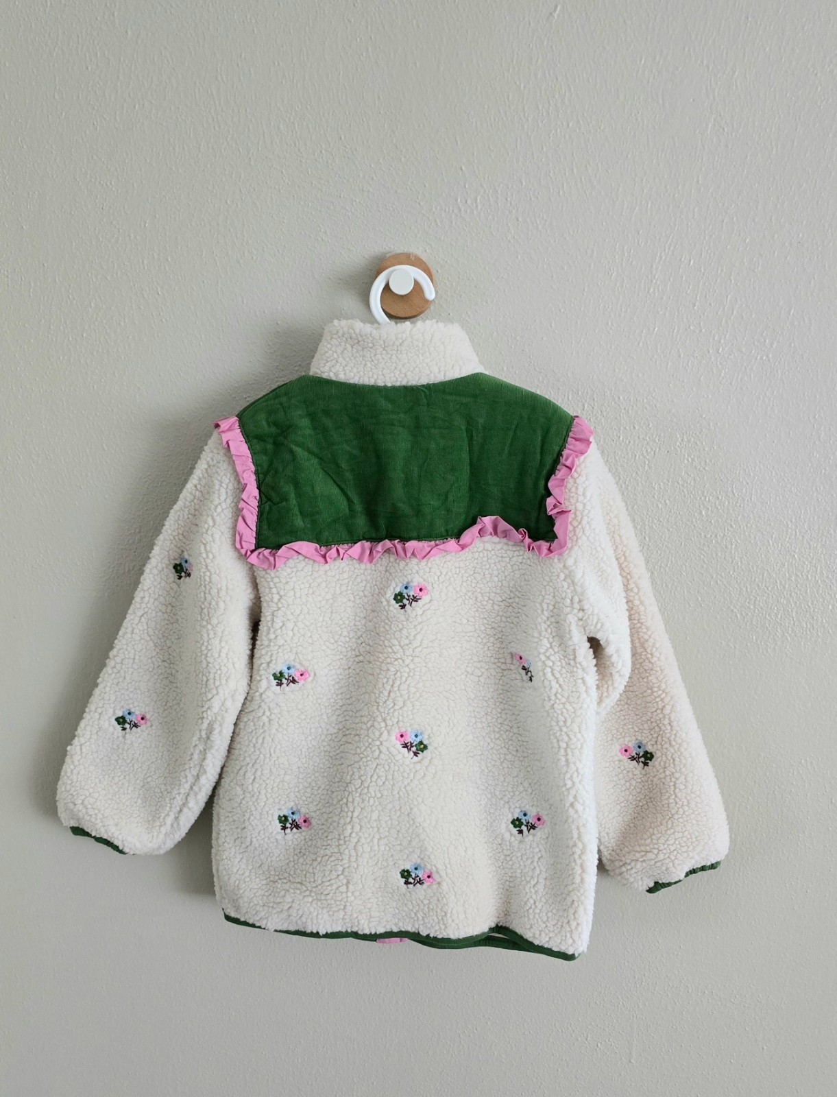 NWOT Mini Boden Cream Pretty Borg Mix Jacket, Sz 5/6-11/12