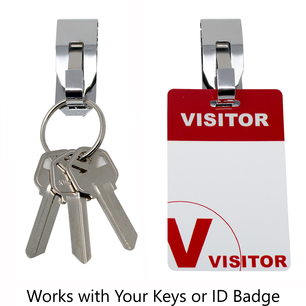 2 Pcs Secure Belt Clip Key Holder w Metal Hook & Heavy Duty 1 1/4″ Keychain Ring