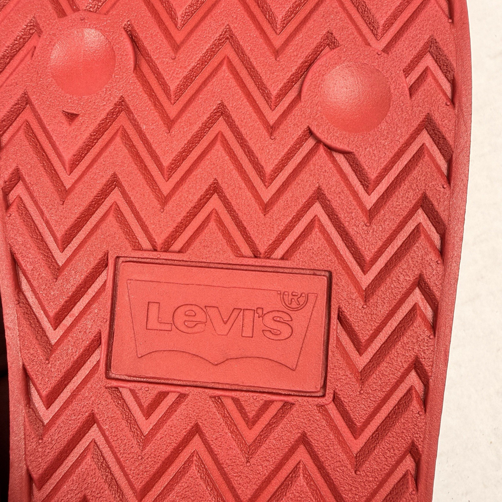 Levi’s Men’s Logo Slide Sandals Red Slip-On Rubber Upper US 12