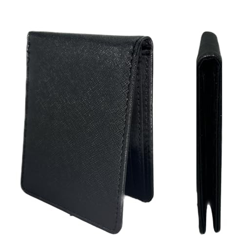 RFID Blocking Full Size Bifold Wallet with 8 Card Slots, Faux Leather Jet Black