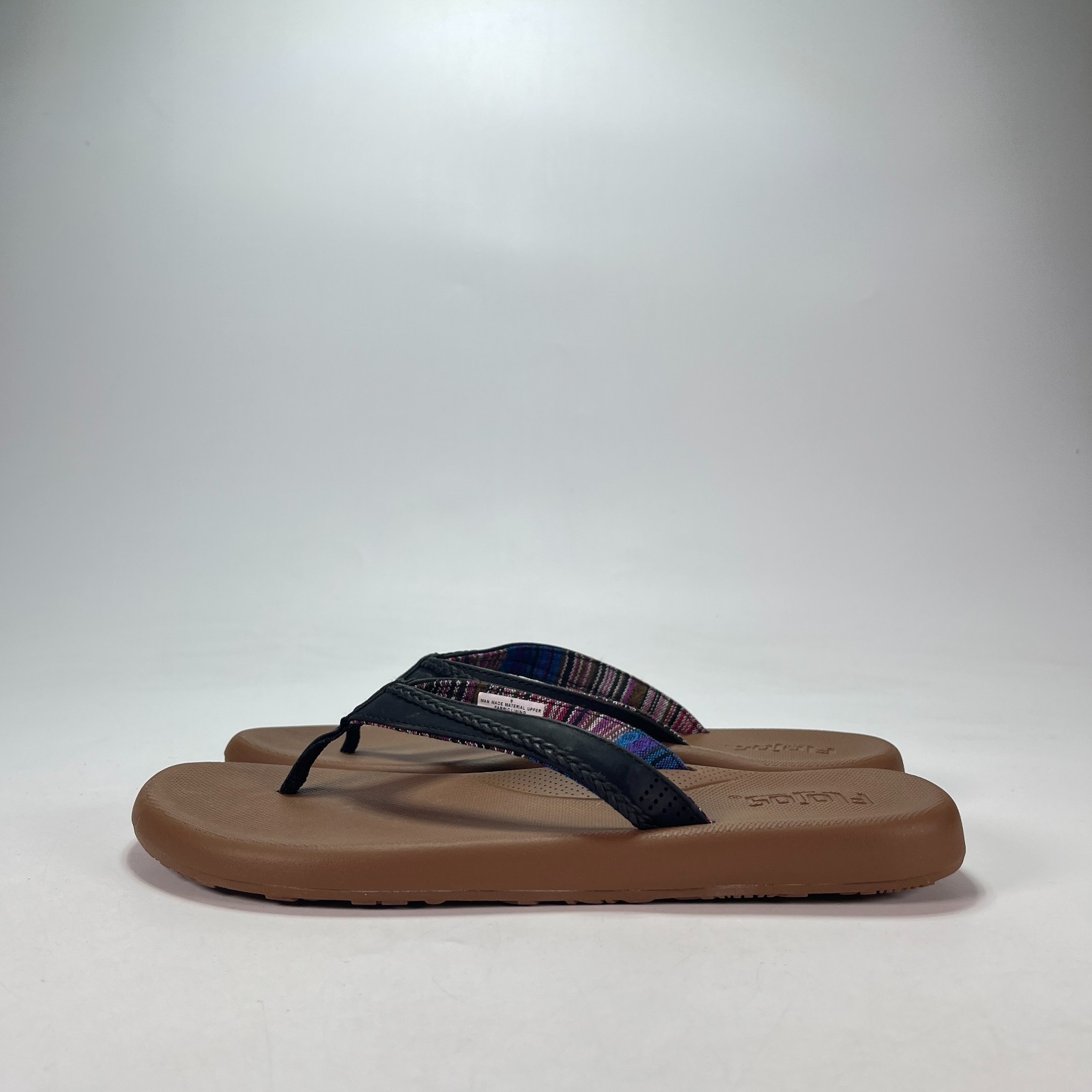 Flojos Black Brown Casual Memory Foam Footbed Flip Flops Sandals Women’s Size 9