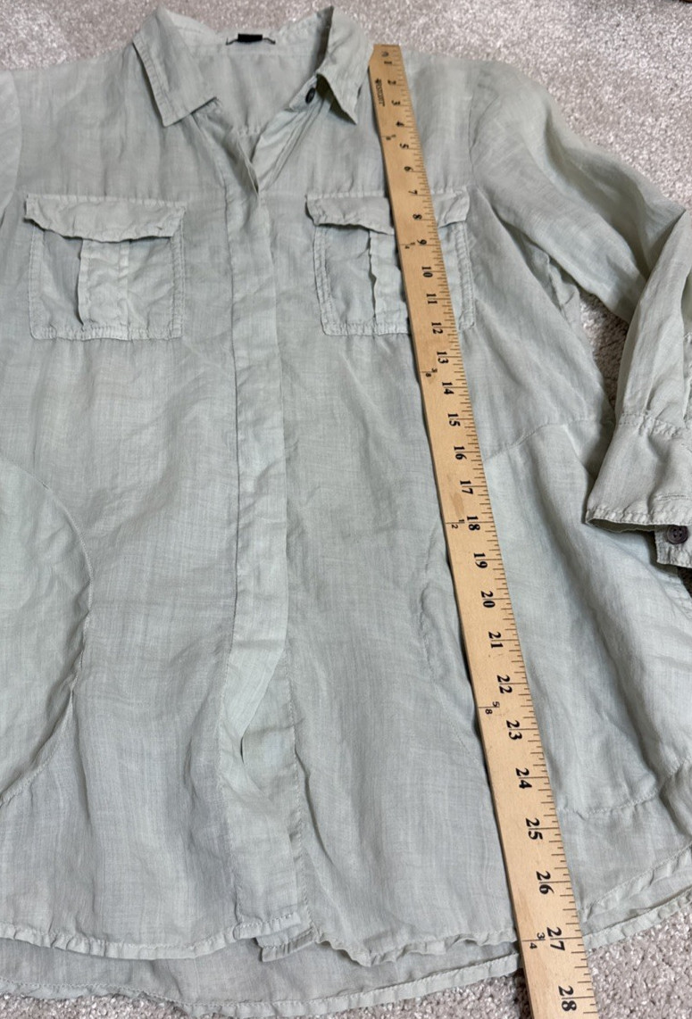 Theory Womens 100% Ramie Marandel Common Pocketed Button Down Blouse Size Medium