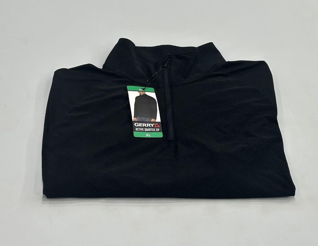 Gerry Men’s Active Quarter Zip Regular Fit Top, Black, Size XL