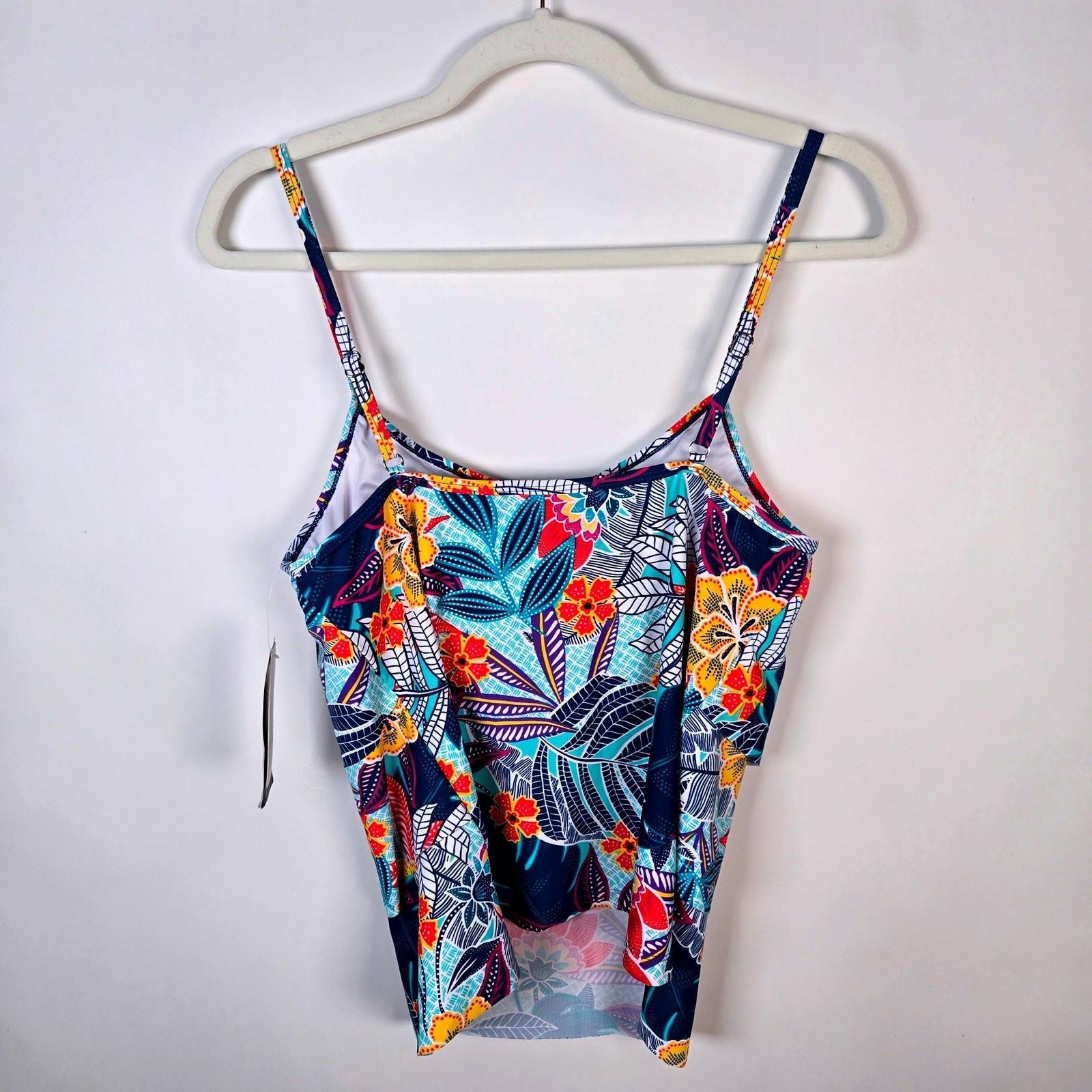Caribbean Joe Womens Tropical Floral Tankini Swimsuit Top Multicolored Size 8