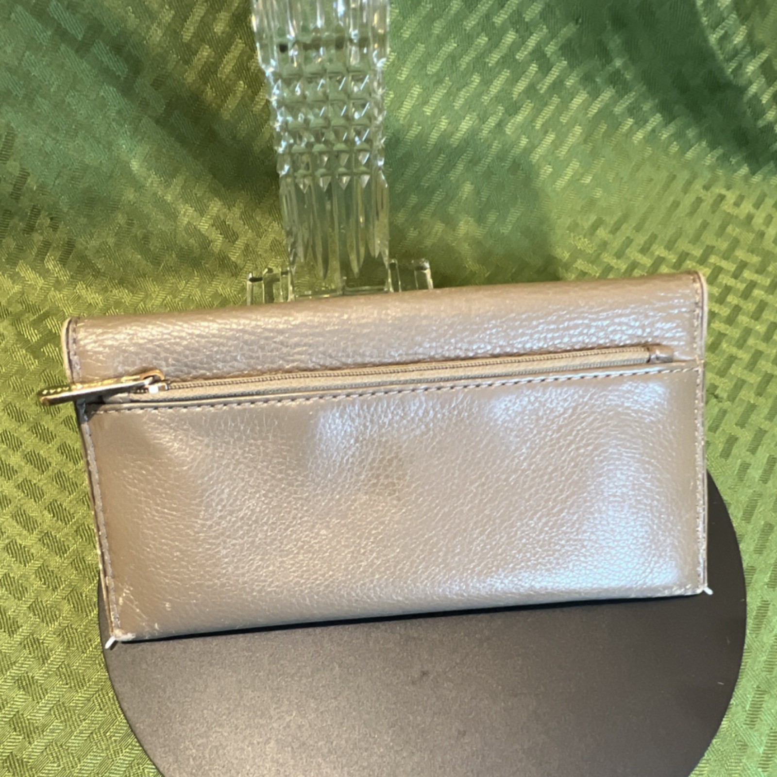 Michael Kors Taupe Logo Zipper Button Envelope Wallet Women