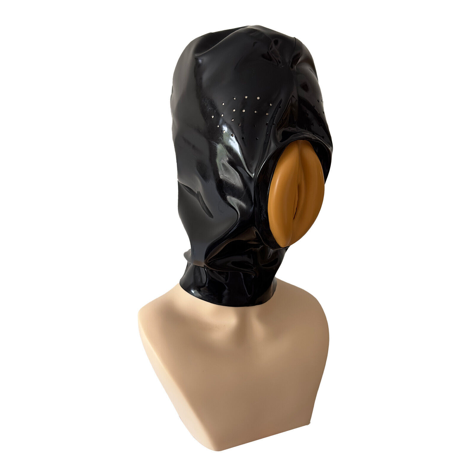 Latex Hood Back Zipper Rubber Mask with Vaginal Party Cosplay Outfit Fetish BDSM