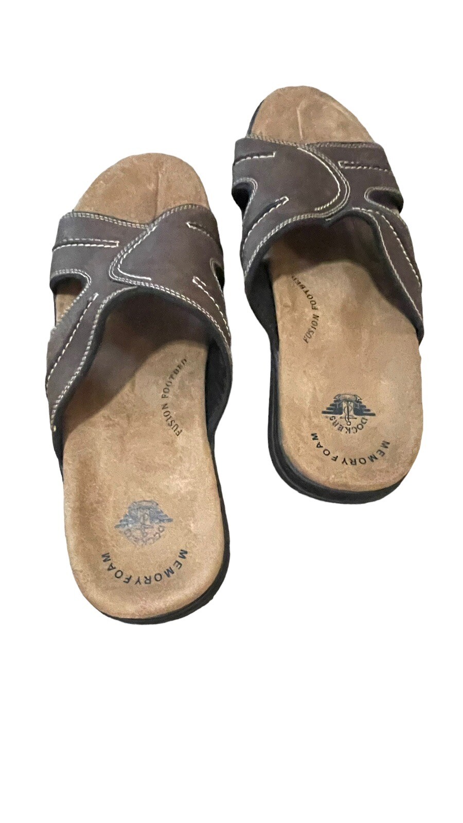 Dockers Sandals Memory Foam Fusion Footbed Men’s Brown Slip-on Slides Size 13 M