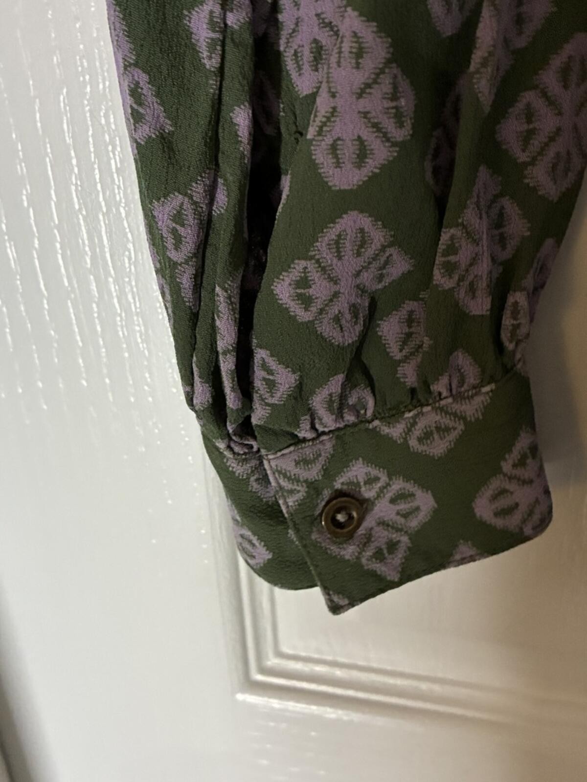 White Stuff, Green and Lilac, Print, Long Sleeve, Blouse, Size M.