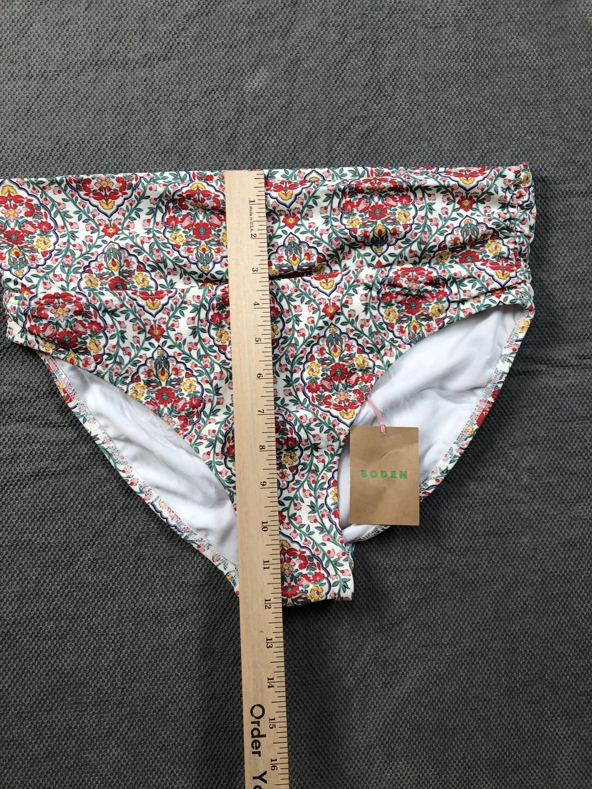 Boden Swim Bottom Womens 8 Multicolor Floral High Waisted Lined Stretch Bikini