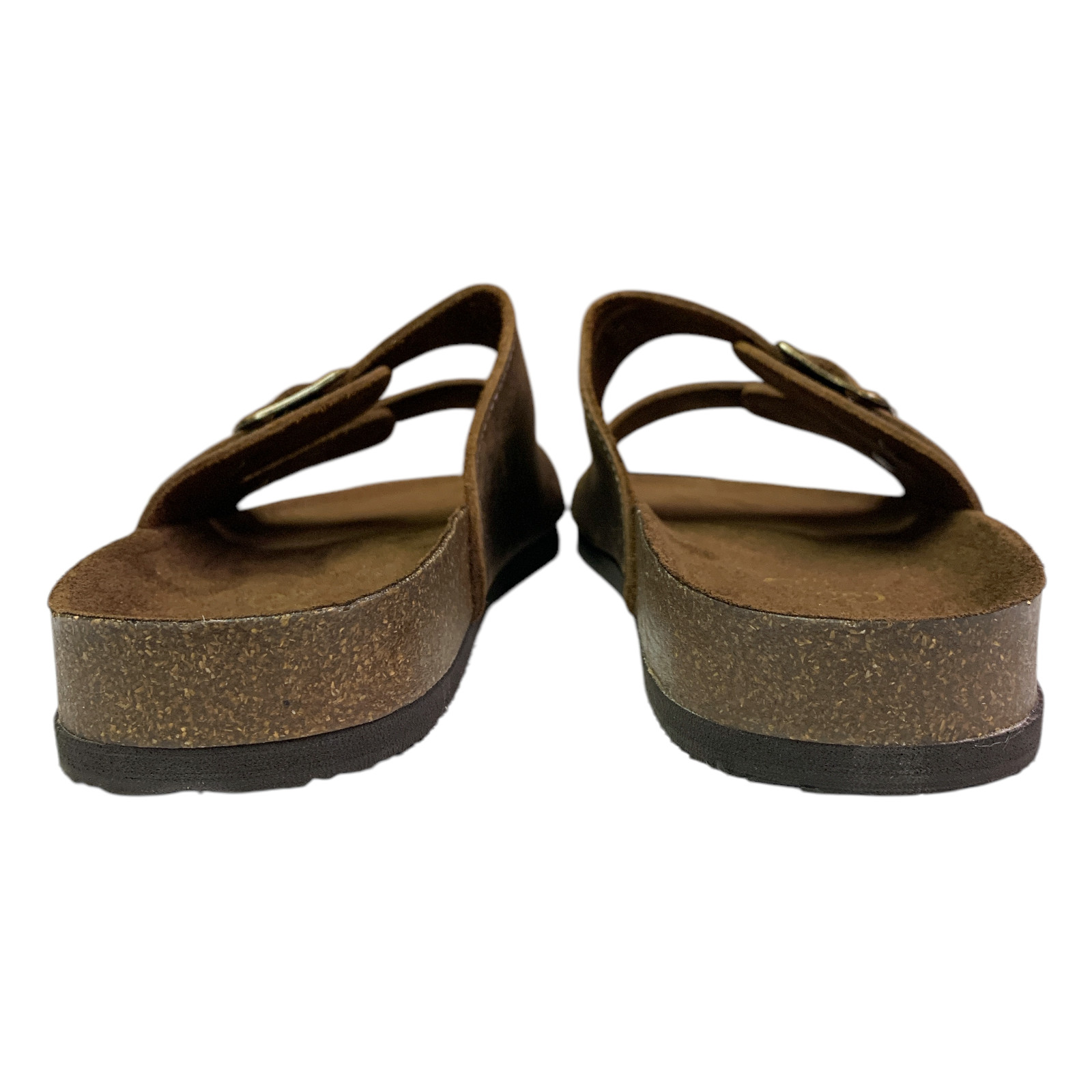 Mountain Sole Women’s Double Buckle Easy Slide On Sandal (Brown, 11)
