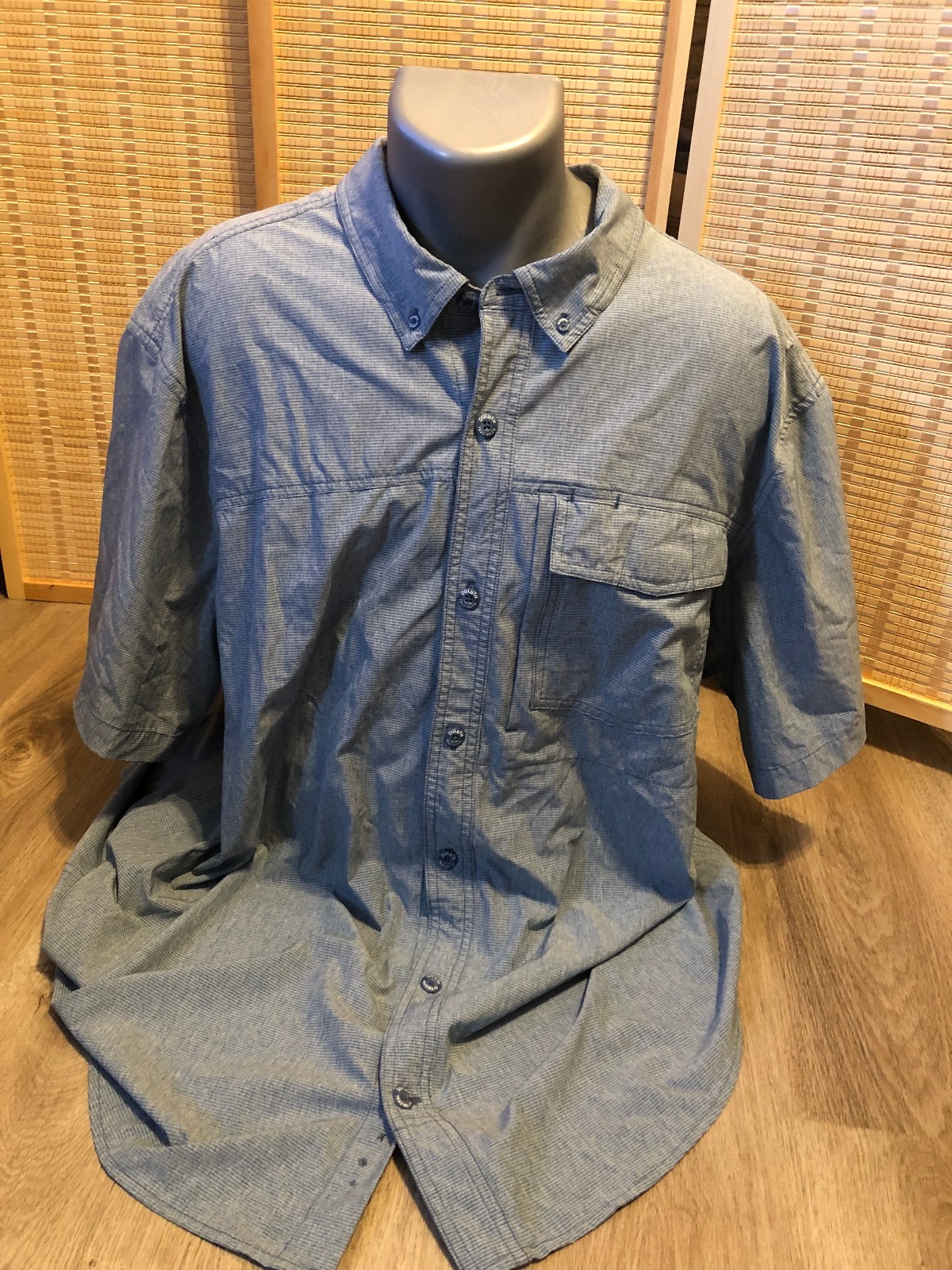 Duluth Trading Co. Shirt Button Up Shirt Dark Blue 3XL XXXL Poly Spandex Blend