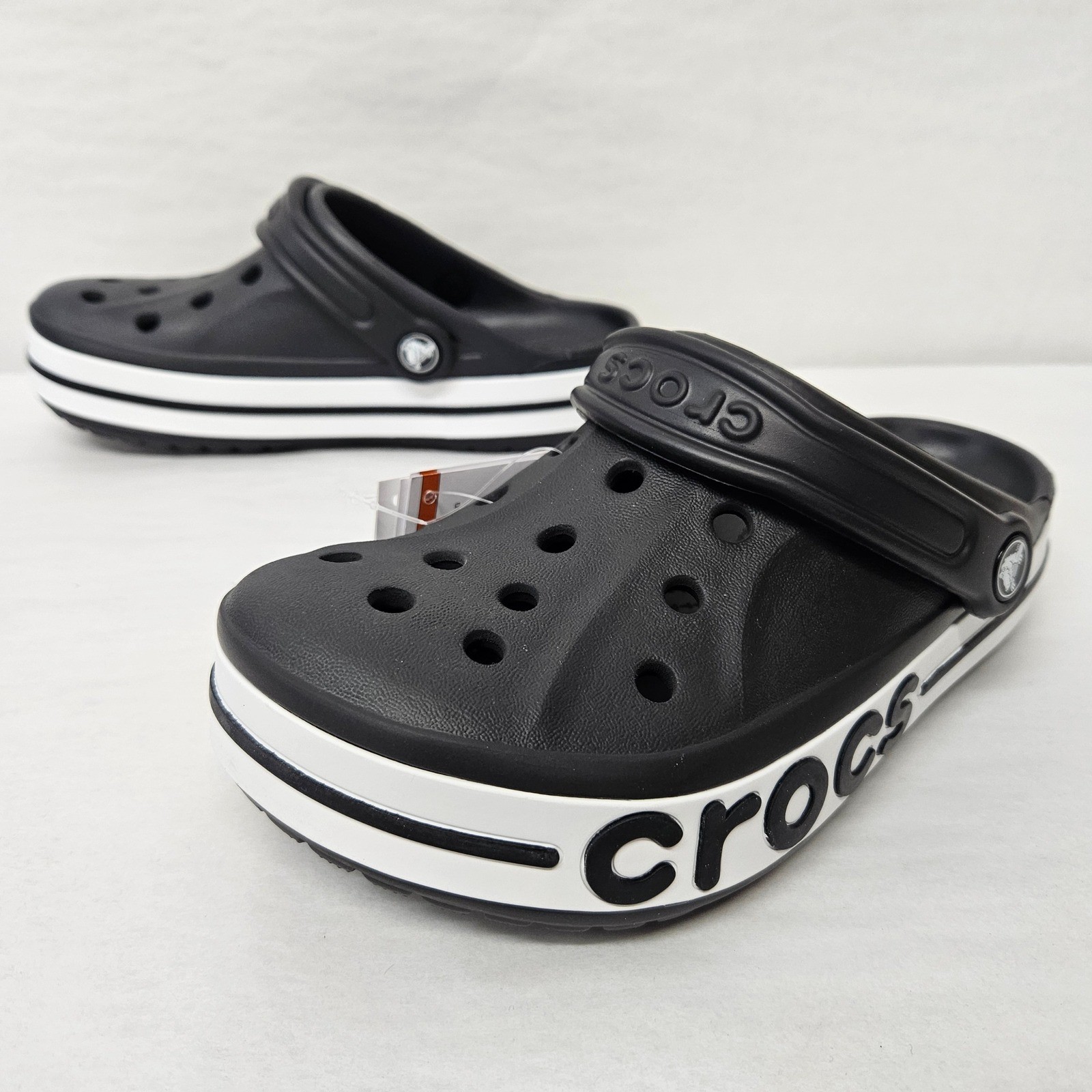 Crocs Bayaband Clogs Slip On Comfort Shoes 205089-066 Black White Women’s Size 6